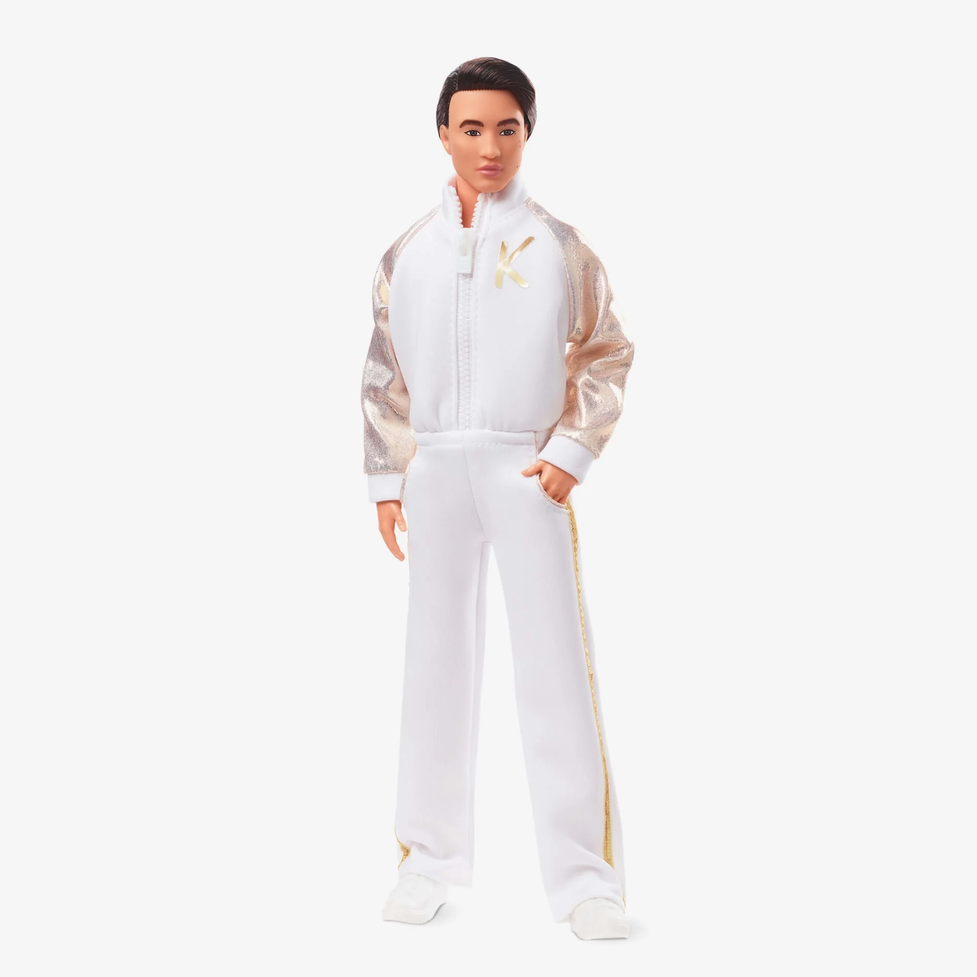 Mattel Creations Ken Doll In White and Gold Tracksuit – Barbie The Movie