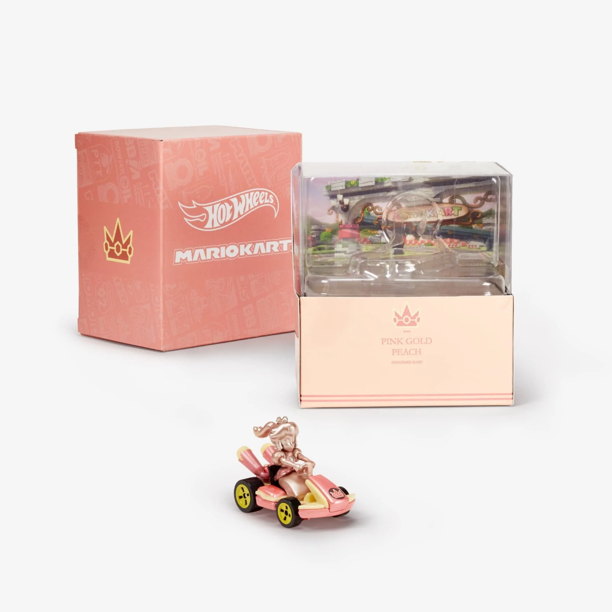 Mattel Creations Hot Wheels Mario Kart Pink Gold Peach Collectible Vehicle