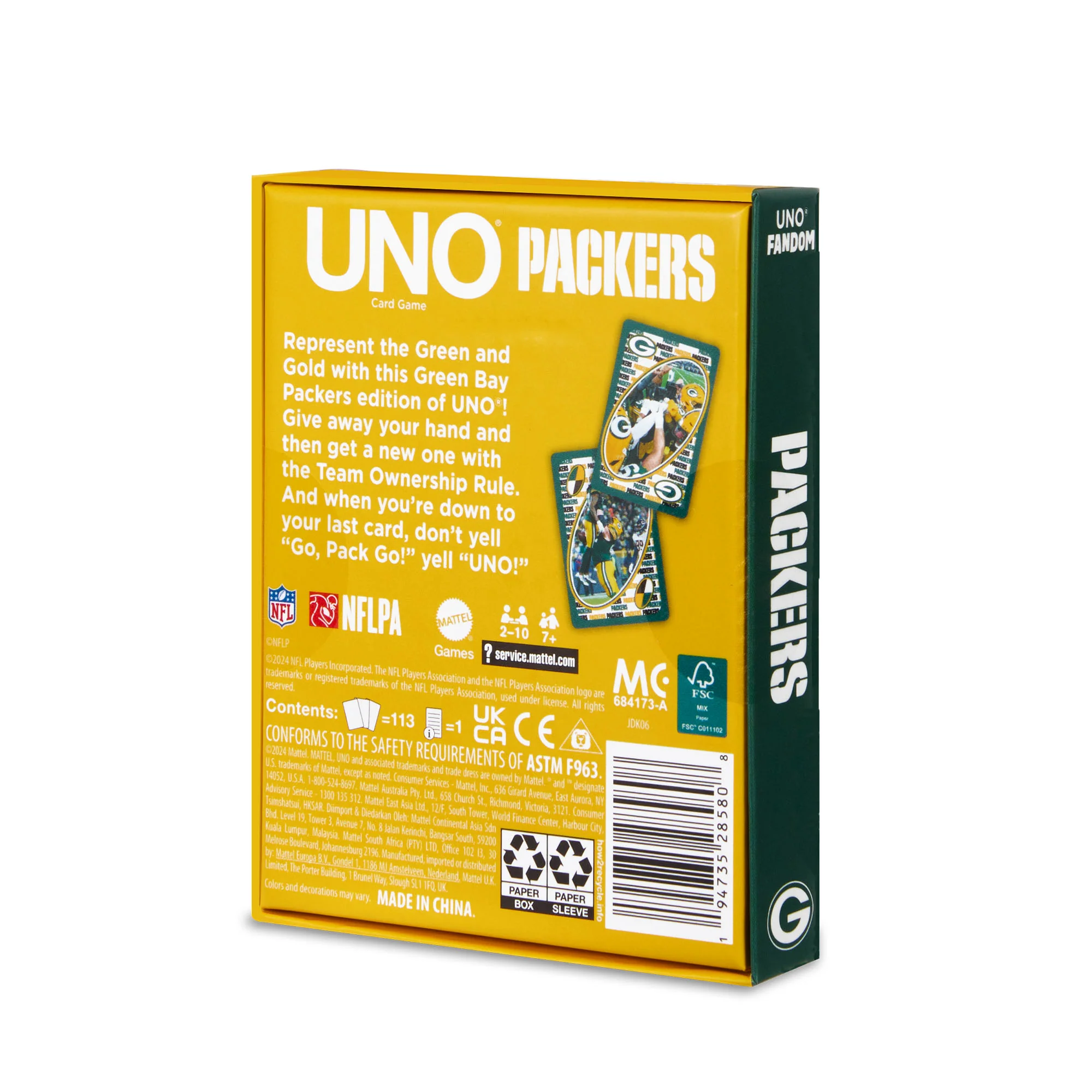 Mattel Creations UNO Fandom NFL Green Bay Packers Game Deck
