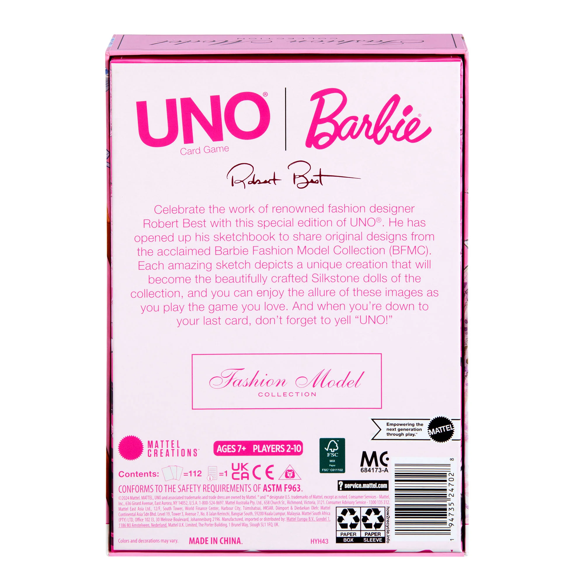 Mattel Creations UNO Canvas Barbie Fashion Model Collection Deck
