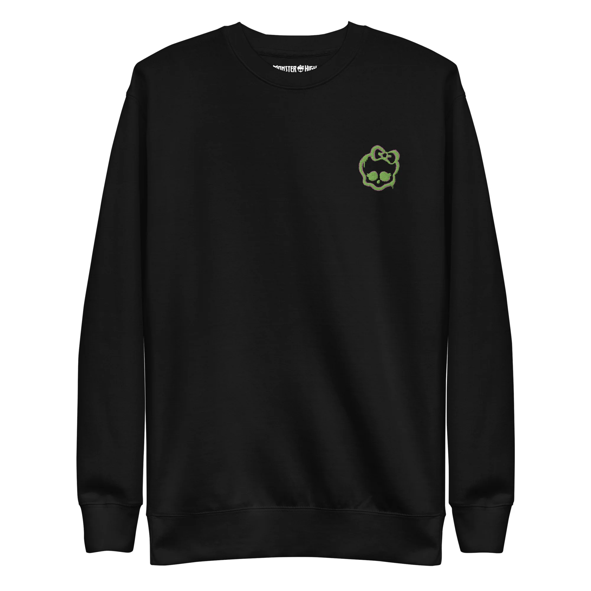 Mattel Creations Monster High Lunar Glow Logo Embroidered Black Sweatshirt