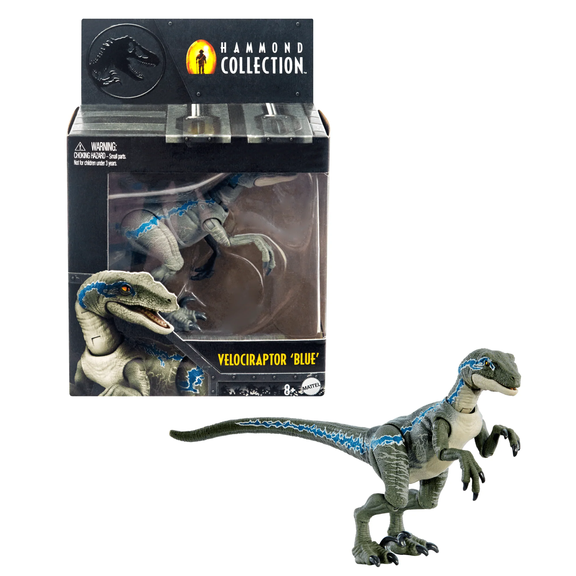 Mattel Creations Jurassic World Hammond Collection Velociraptor Blue Dinosaur Figure