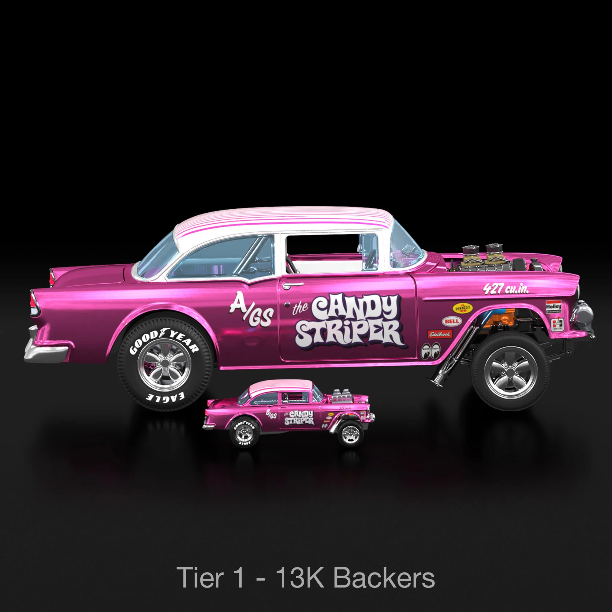 Mattel Creations RLC Exclusive 1:18 Scale '55 Chevy Bel Air Gasser “Candy Striper” - Crowdfund