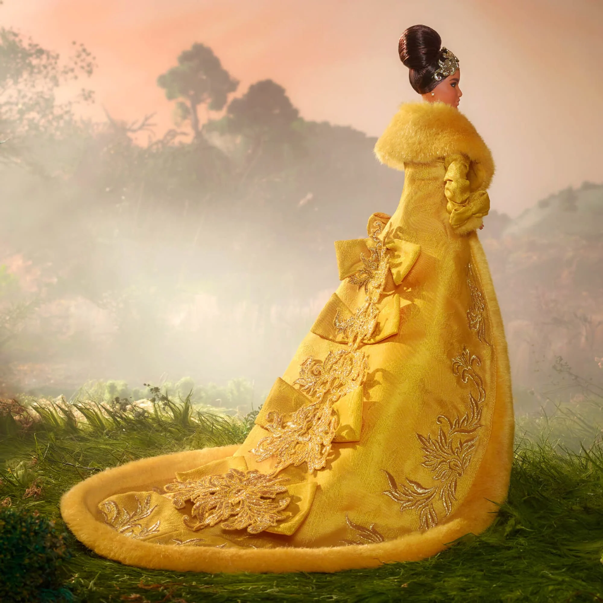 Mattel Creations Guo Pei Barbie Doll Wearing Golden-Yellow Gown