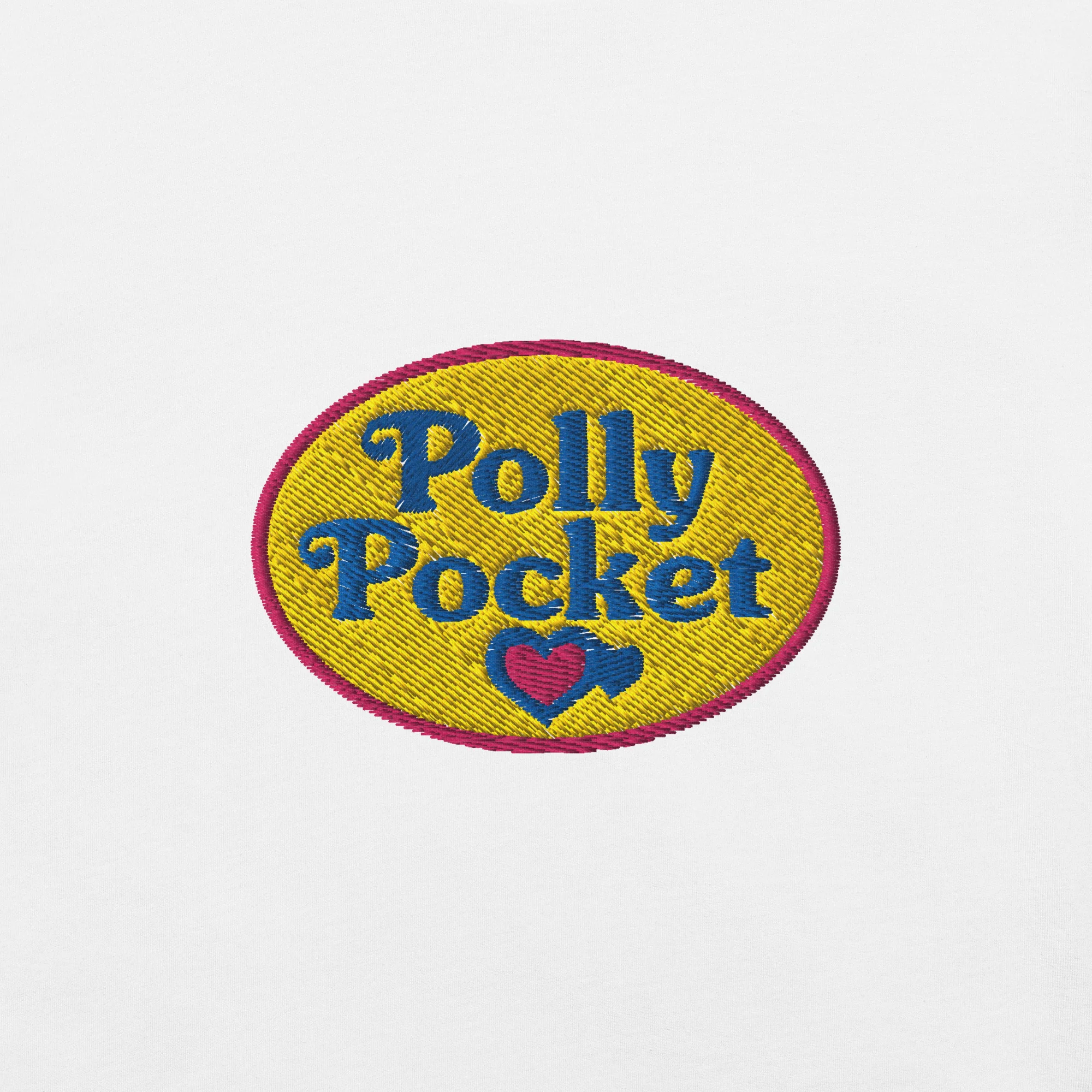 Mattel Creations Polly Pocket Take Me To Pollyville Embroidered White T-Shirt