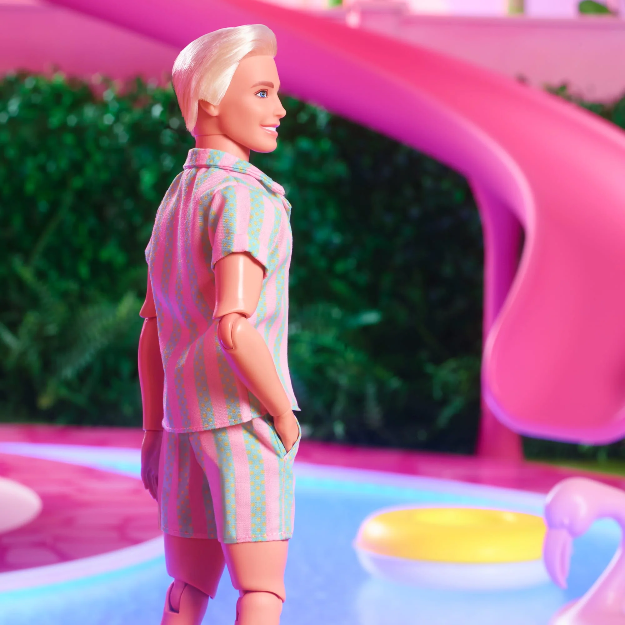 Mattel Creations Ken Doll Wearing Pastel Striped Beach Matching Set – Barbie The Movie