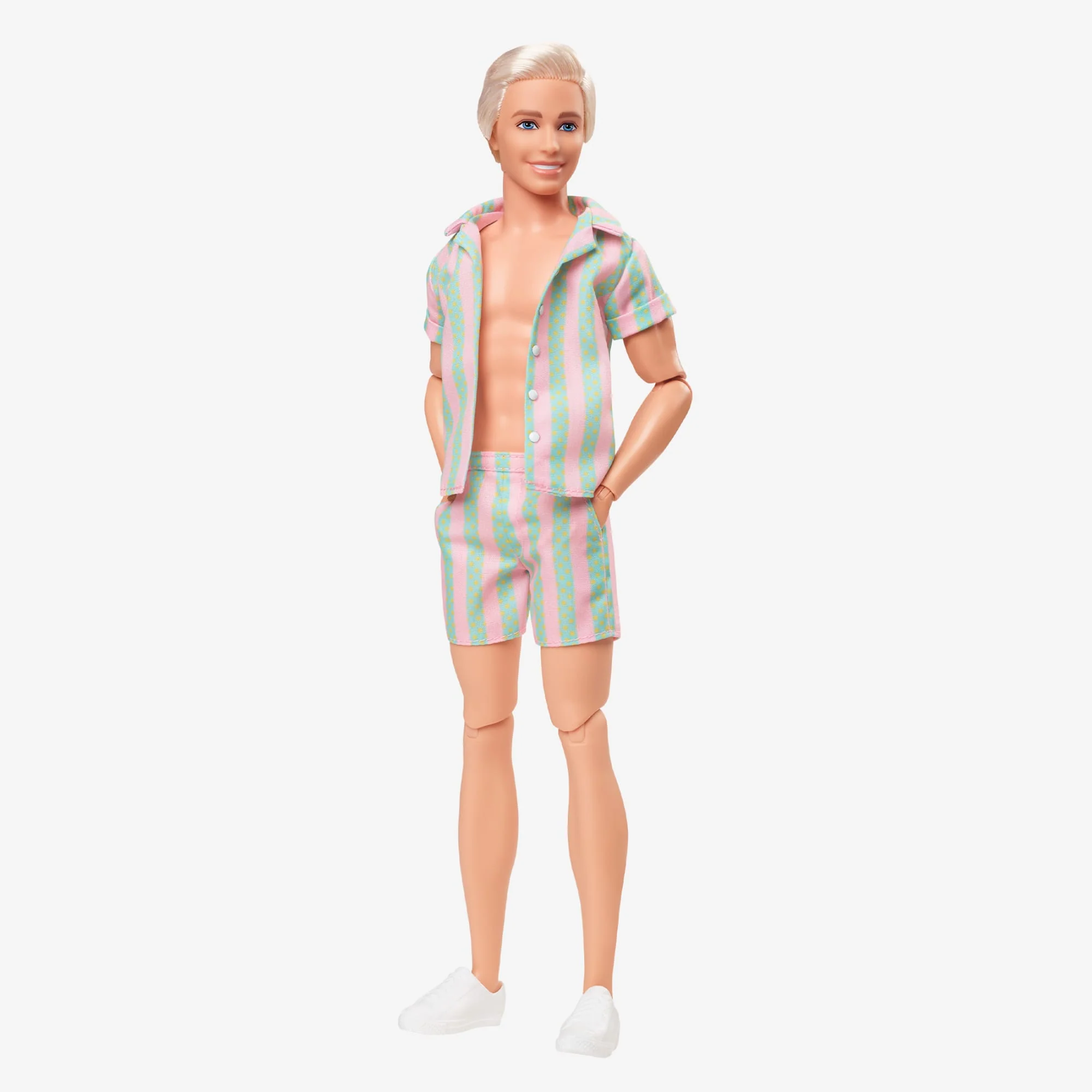 Mattel Creations Ken Doll Wearing Pastel Striped Beach Matching Set – Barbie The Movie