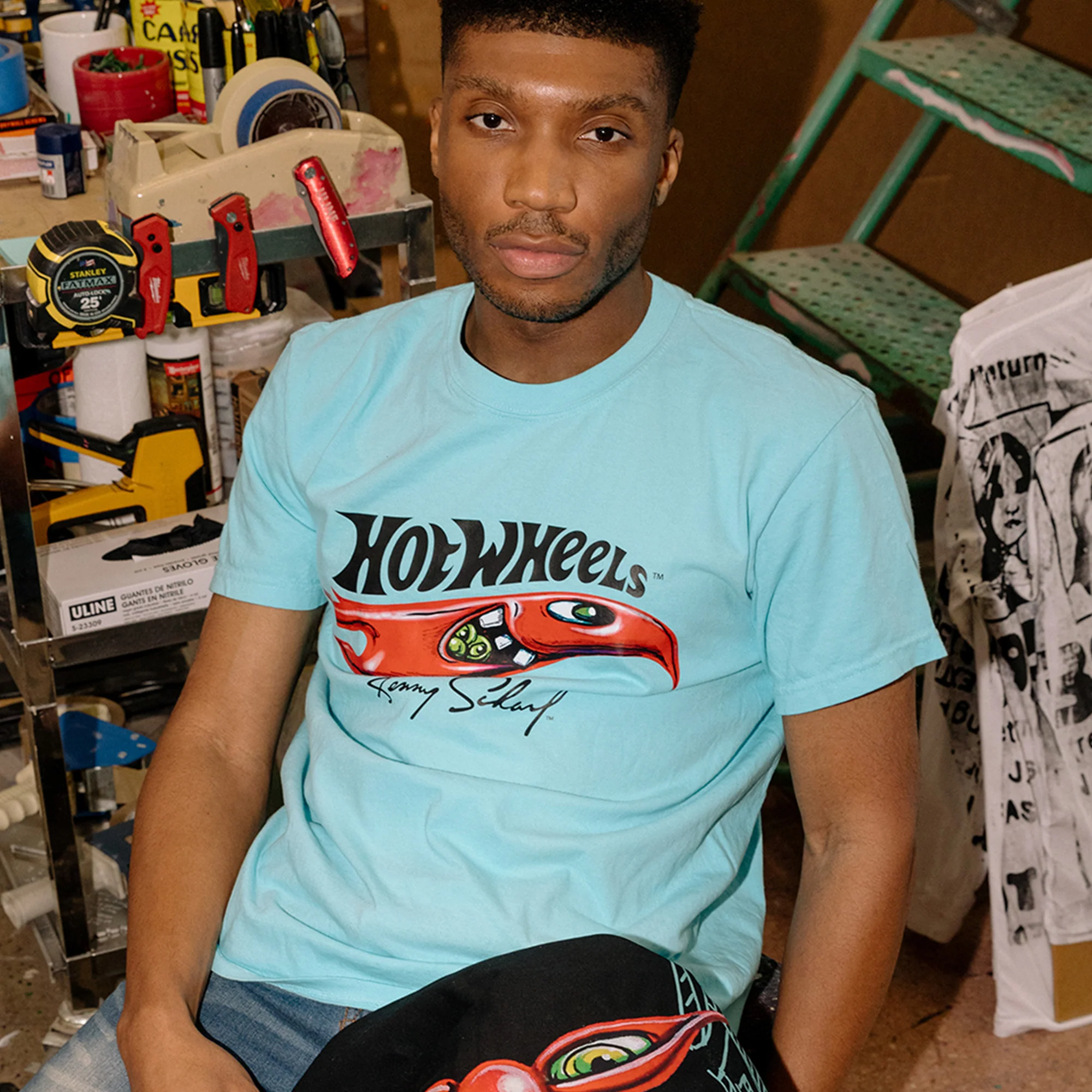 Mattel Creations Hot Wheels x Kenny Scharf Blue T-Shirt