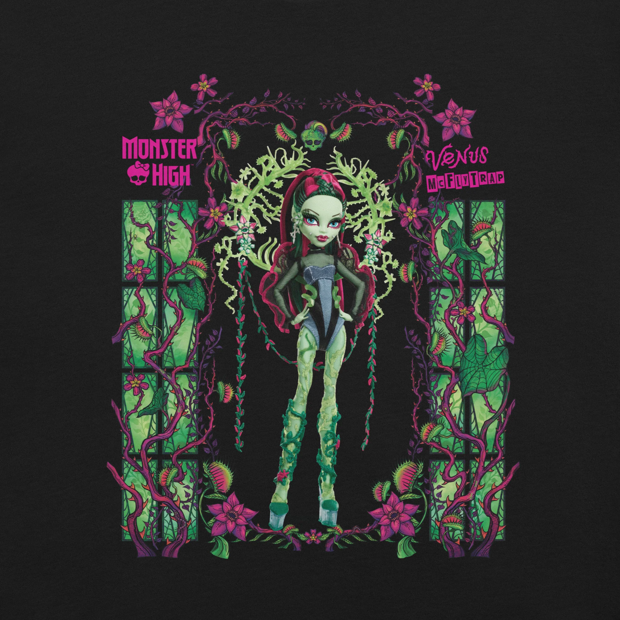 Mattel Creations Monster High Venus McFlytrap Black T-Shirt