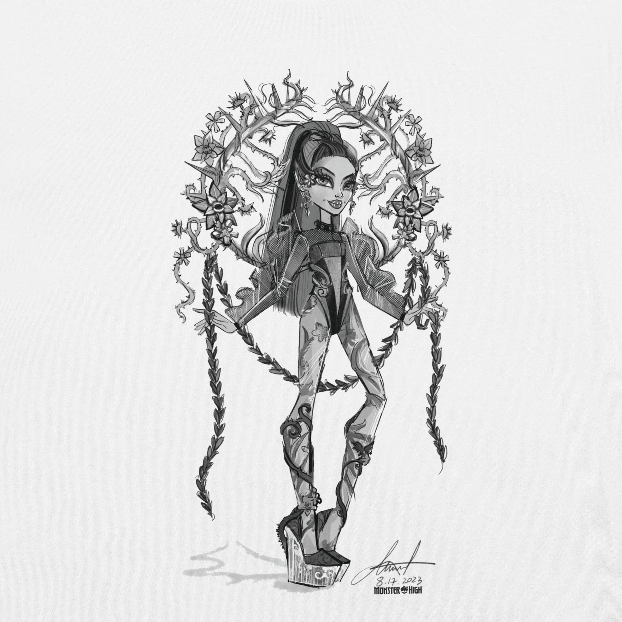 Mattel Creations Monster High Venus McFlytrap White T-Shirt