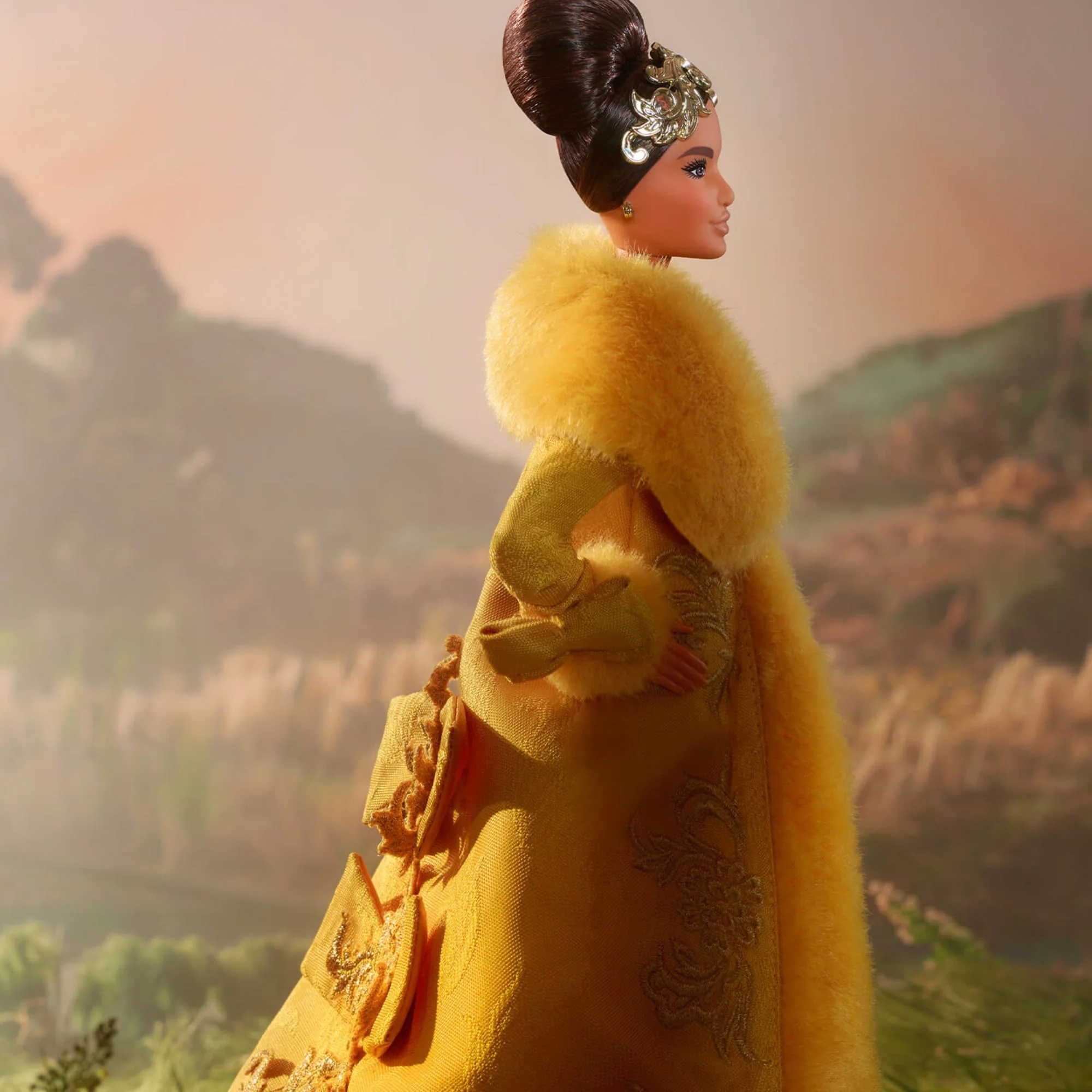 Mattel Creations Guo Pei Barbie Doll Wearing Golden-Yellow Gown