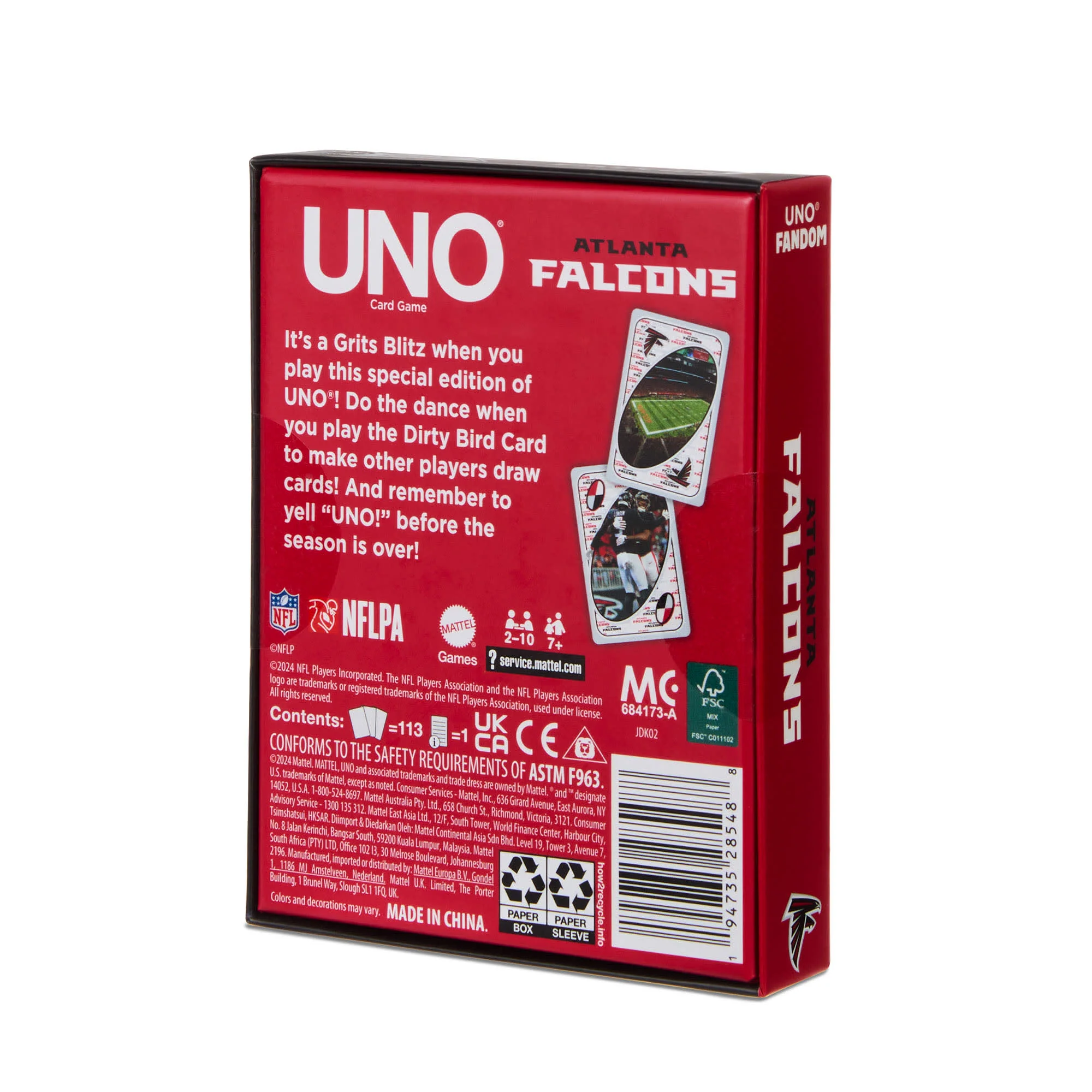 Mattel Creations UNO Fandom NFL Atlanta Falcons Game Deck