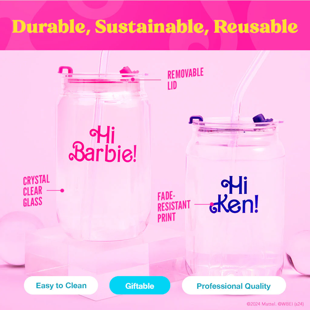 Mattel Creations Barbie™ the Movie X Dragon Glassware® Hi Barbie! Hi Ken! Drinking Glasses