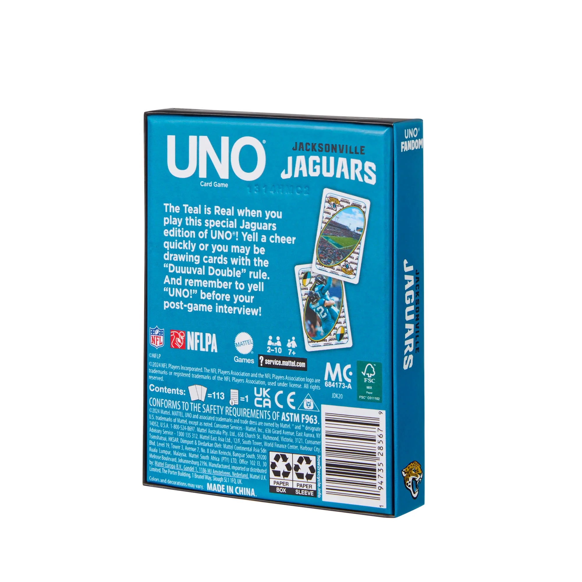 Mattel Creations UNO Fandom NFL Jacksonville Jaguars Game Deck