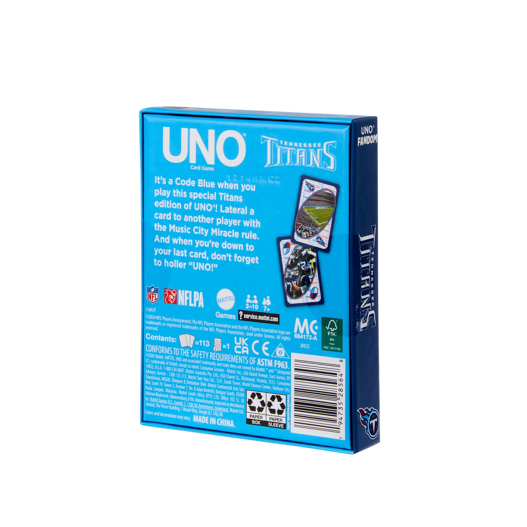 Mattel Creations UNO Fandom NFL Tennessee Titans Game Deck