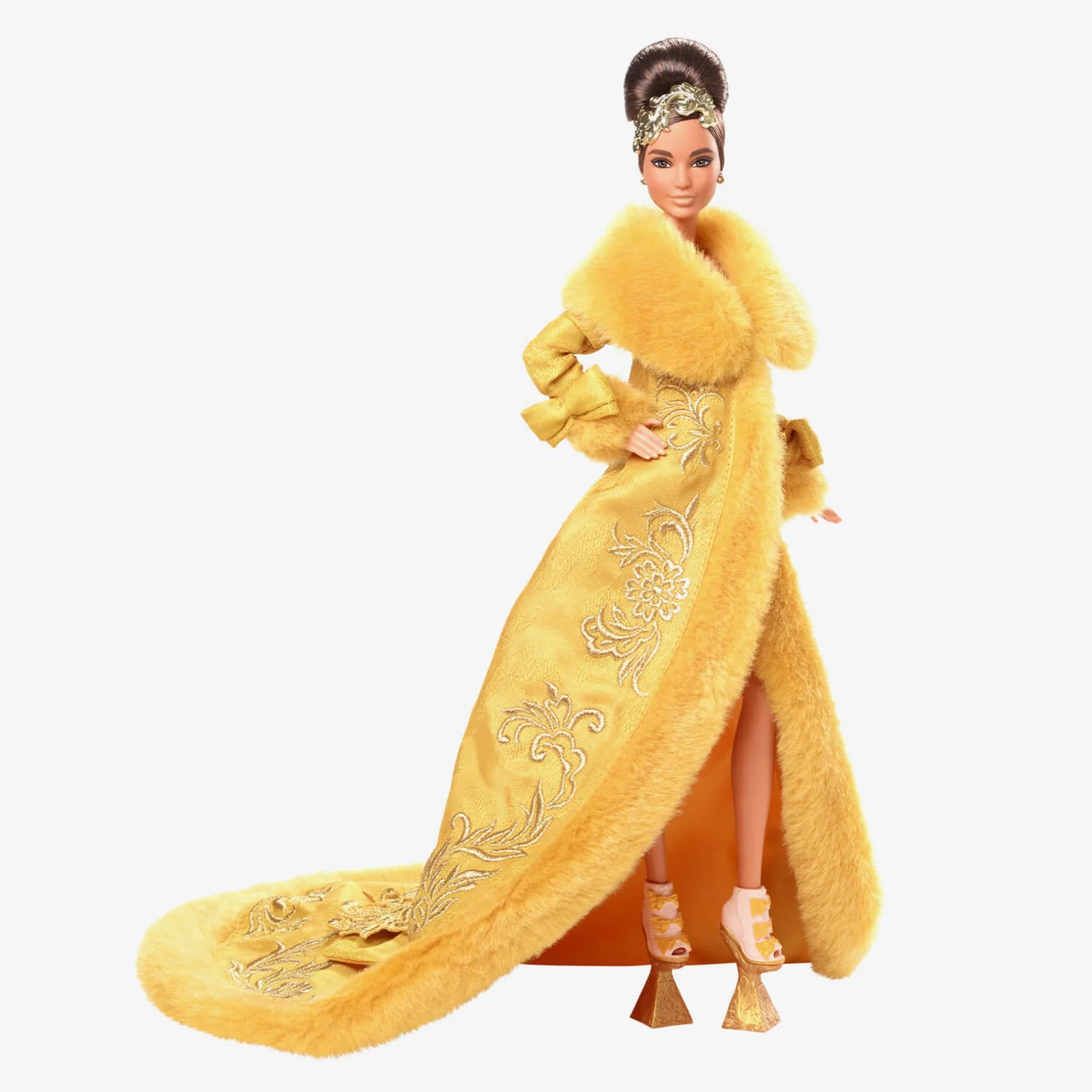 Mattel Creations Guo Pei Barbie Doll Wearing Golden-Yellow Gown