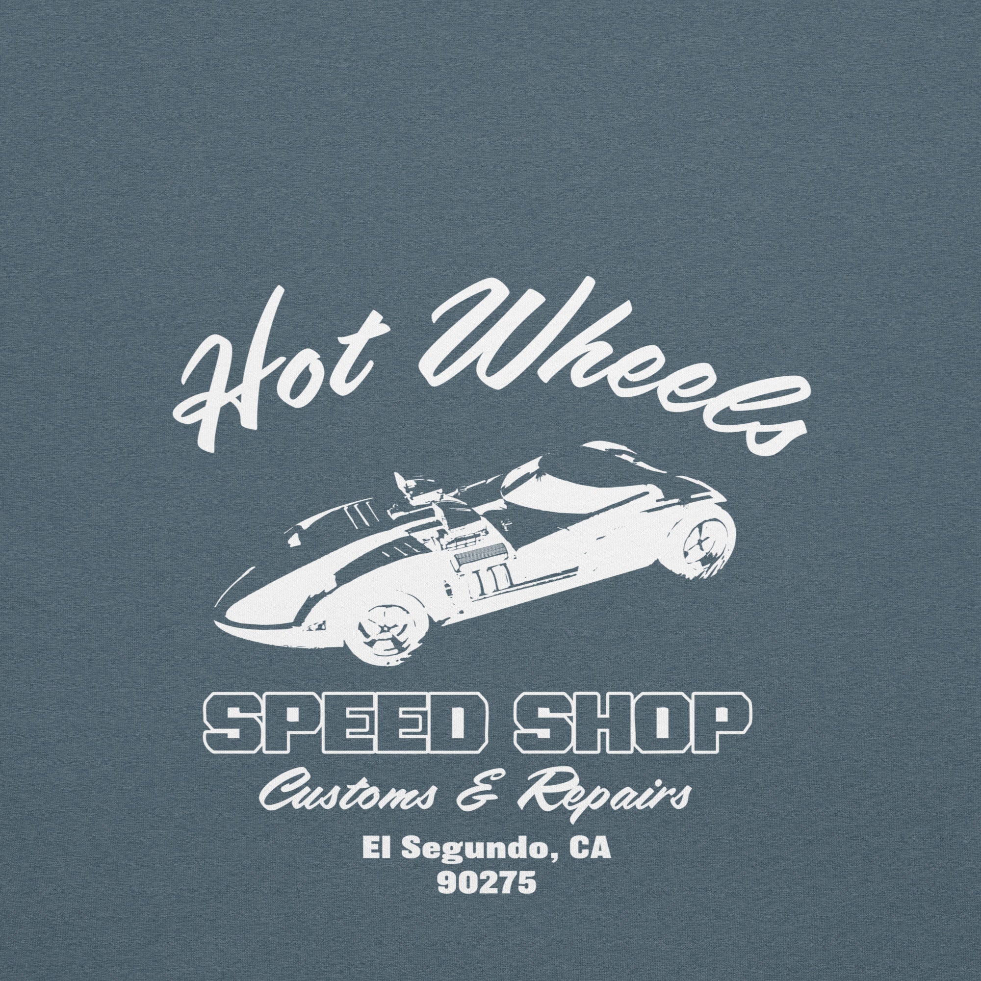 Mattel Creations Hot Wheels Speed Shop Embroidered Blue T-Shirt
