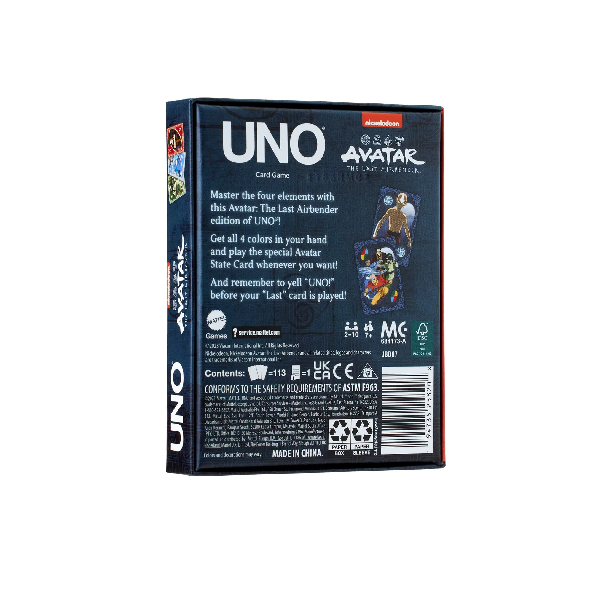 Mattel Creations UNO FANDOM Avatar: The Last Airbender