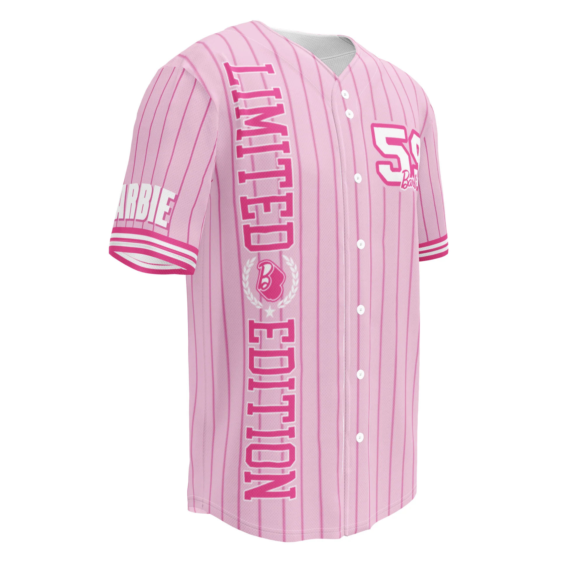 Mattel Creations Barbie Pink Striped Baseball Jersey