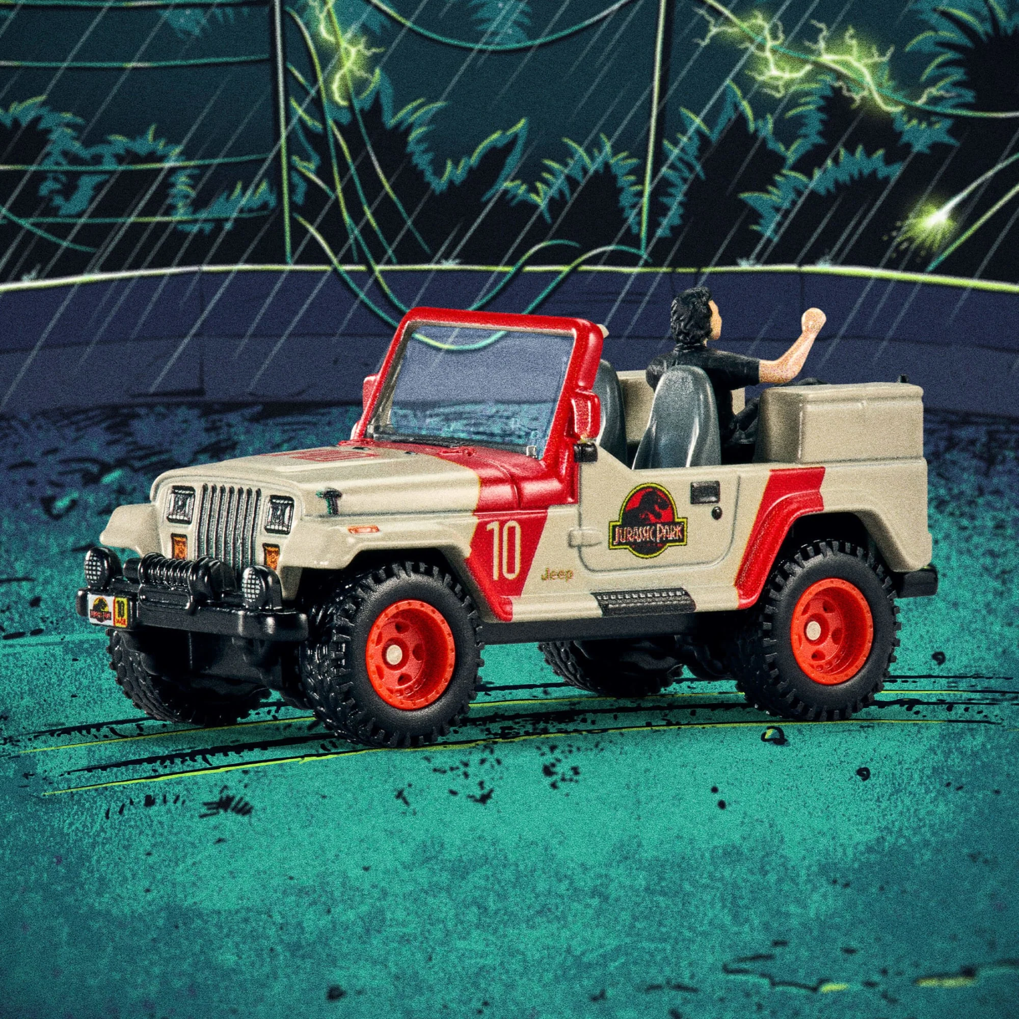 Mattel Creations Hot Wheels Jurassic Park Jeep Wrangler & Dr. Ian Malcolm
