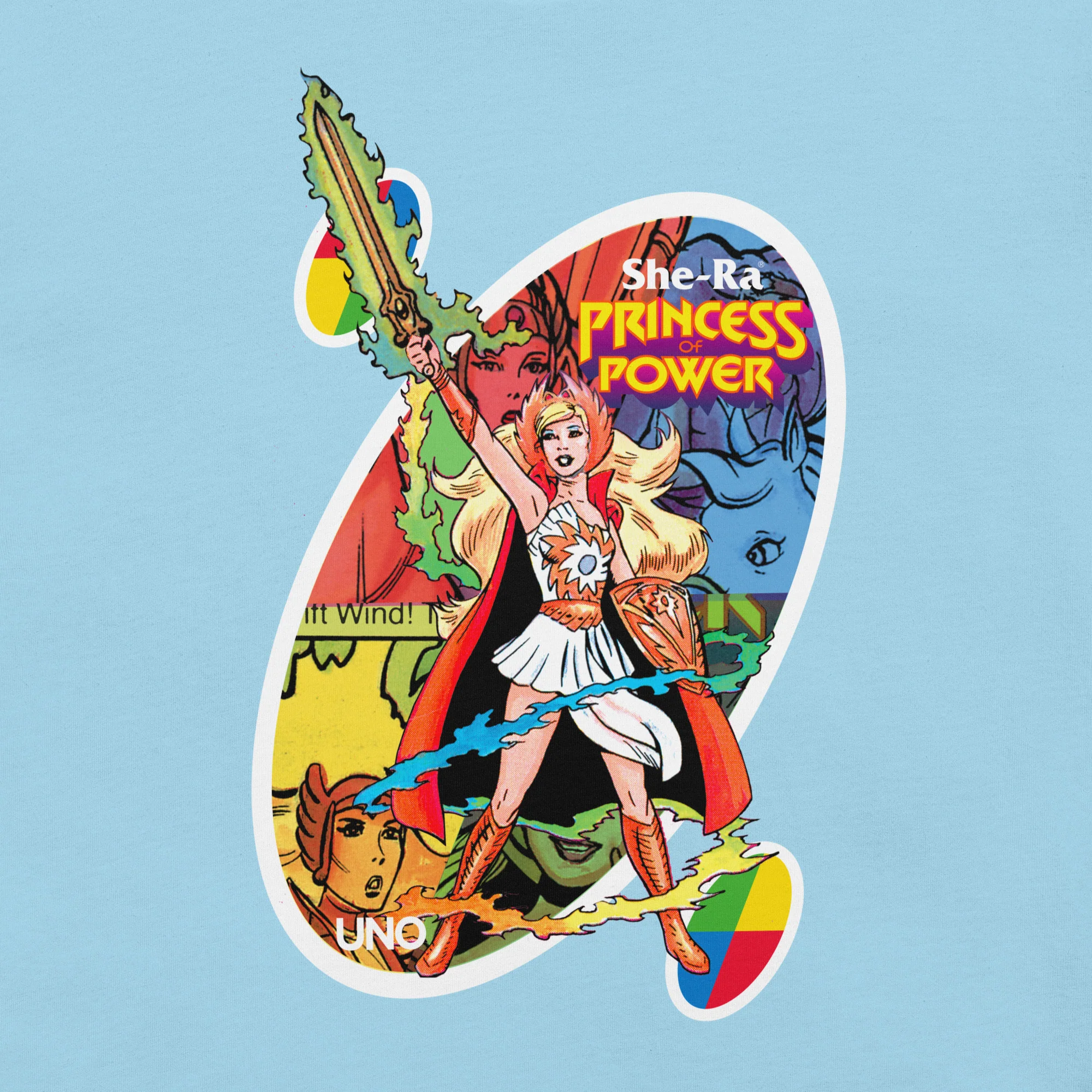 Mattel Creations UNO Masters of the Universe She-Ra Princess Power Blue T-Shirt