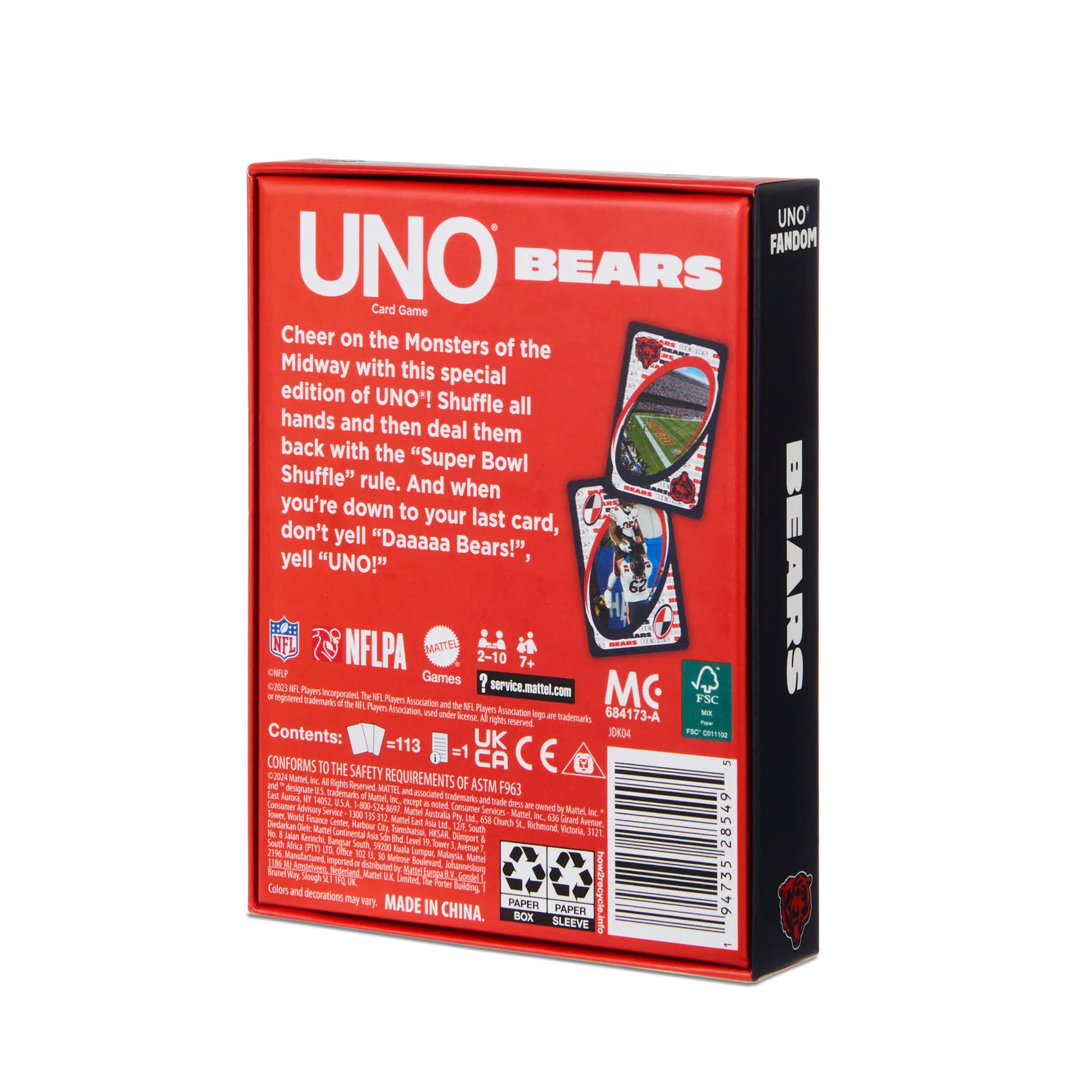 Mattel Creations UNO Fandom NFL Chicago Bears Game Deck