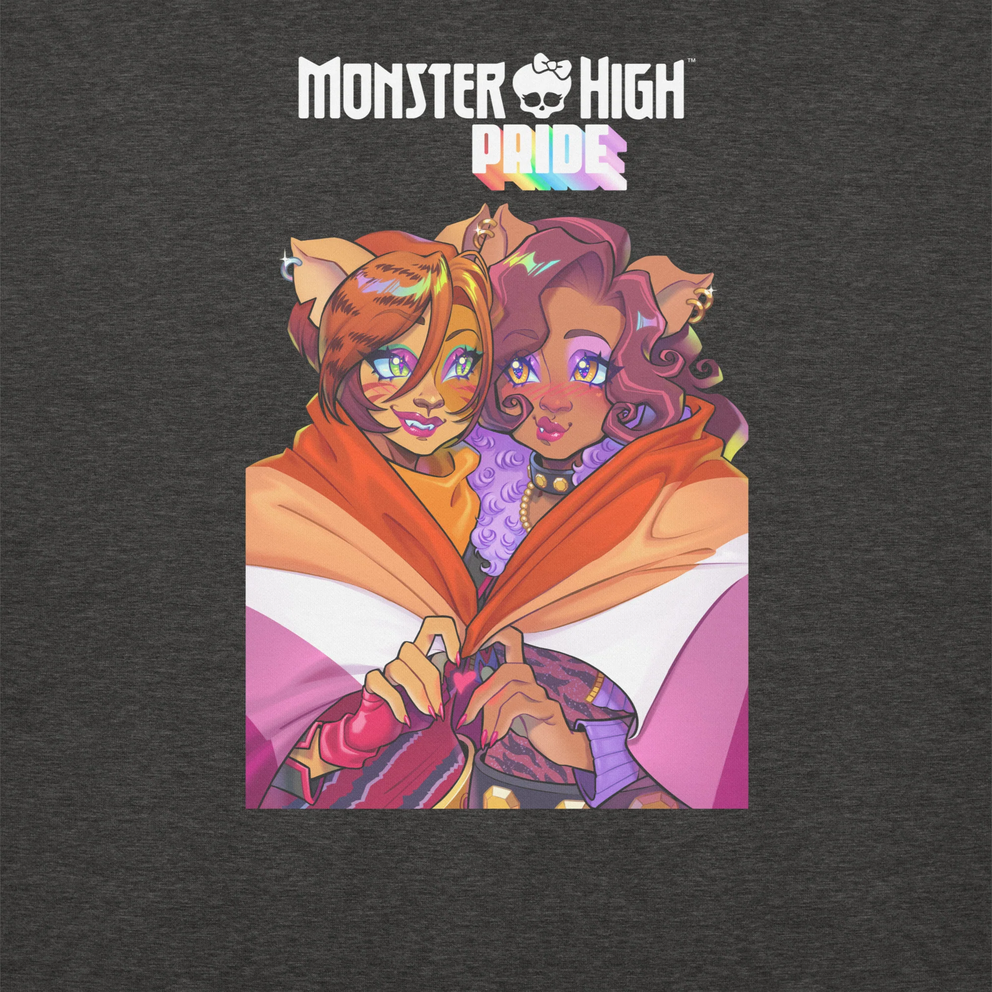 Mattel Creations Monster High Pride Toralei & Clawdeen Grey Sweatshirt