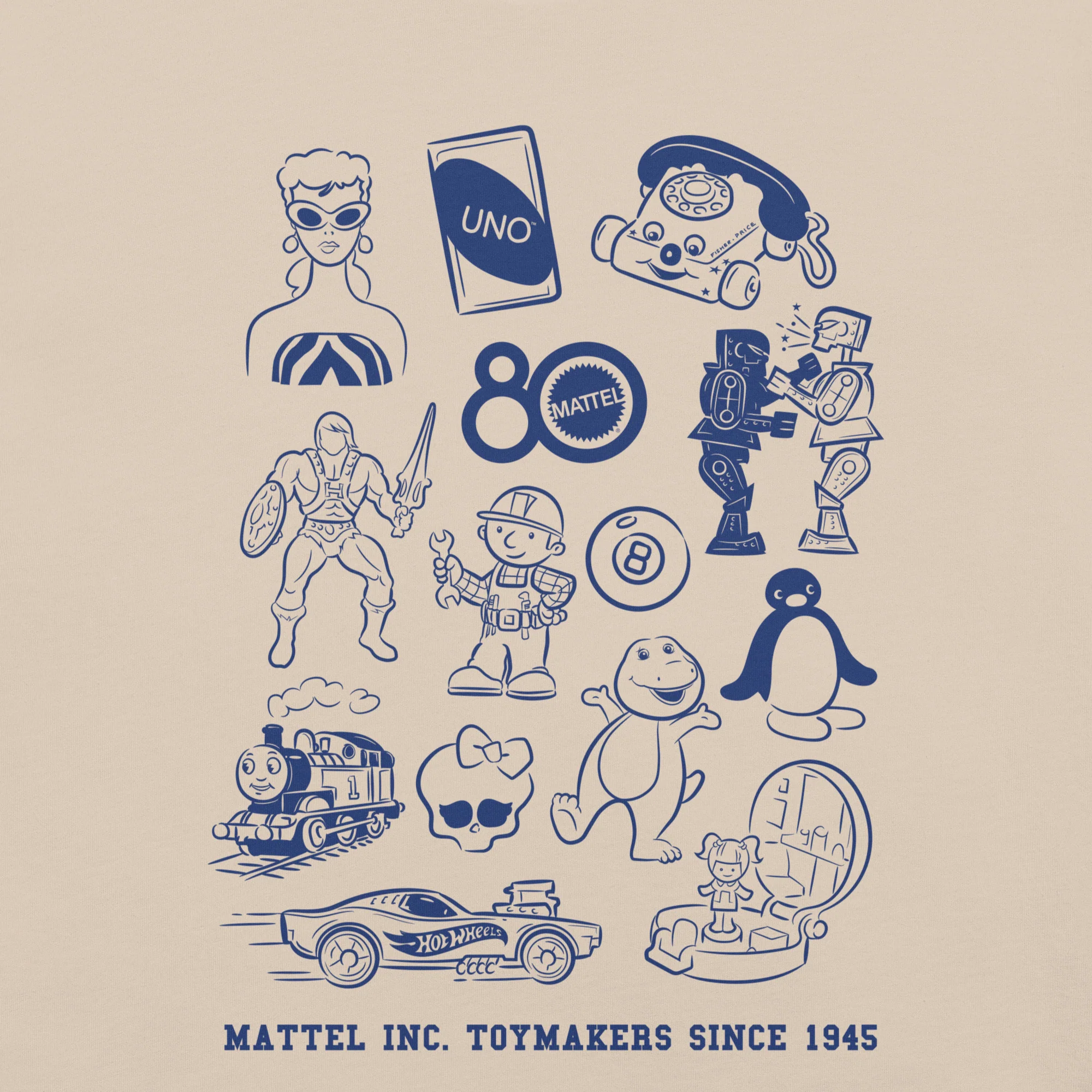 Mattel Creations Mattel 80th Brand Icons T-Shirt