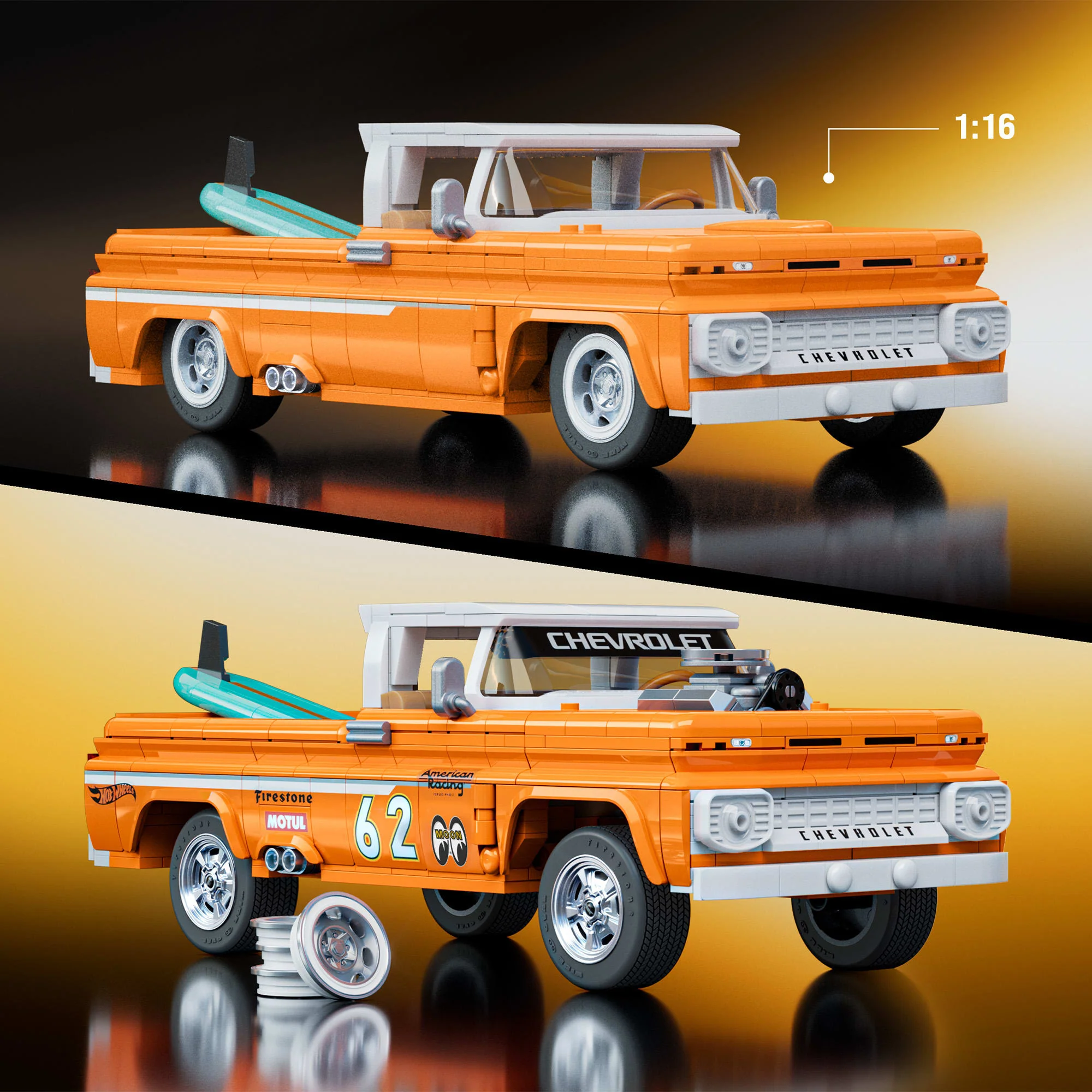 Mattel Creations Mattel Brick Shop Hot Wheels Custom '62 Chevy Pickup Building Set