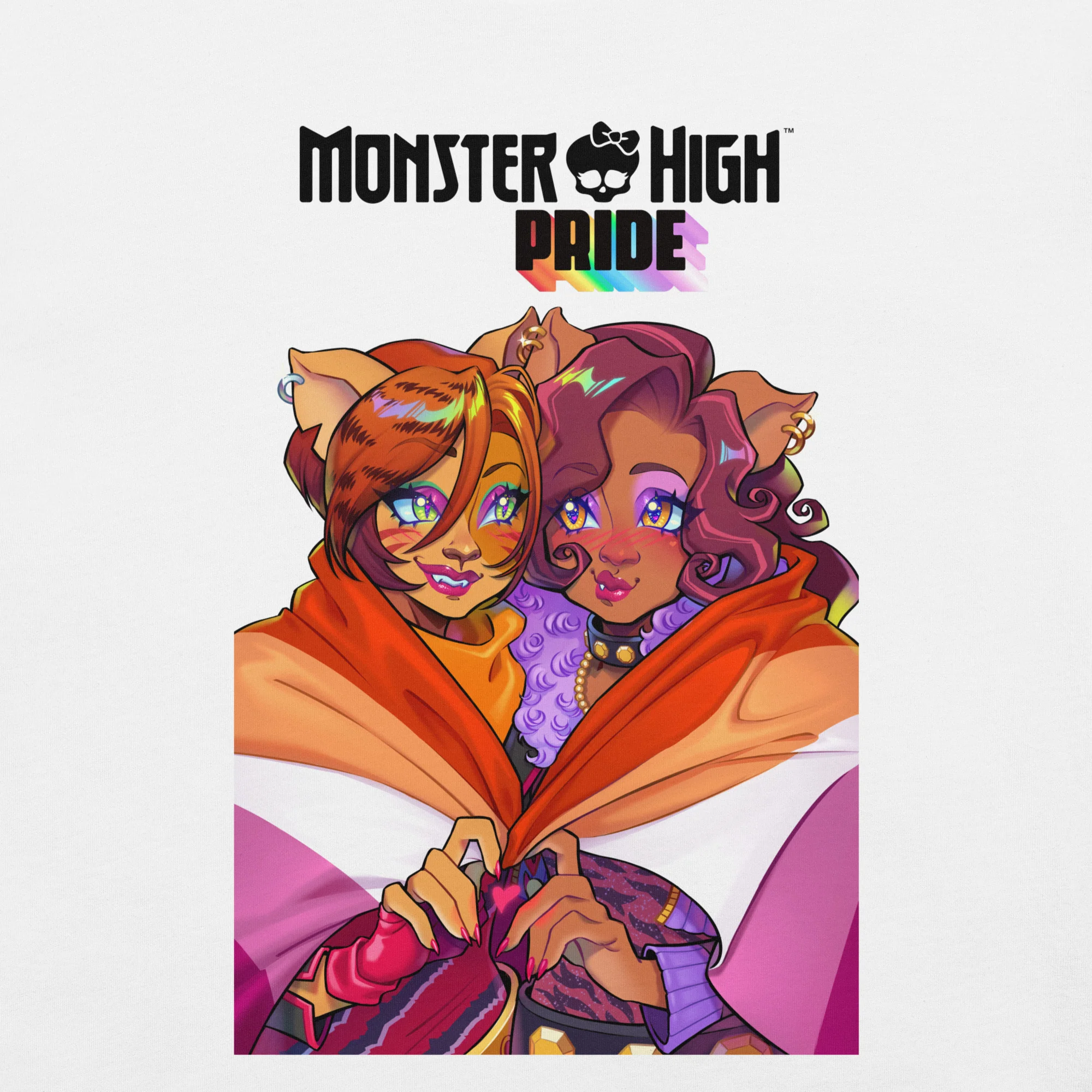 Mattel Creations Monster High Pride Toralei & Clawdeen White T-Shirt