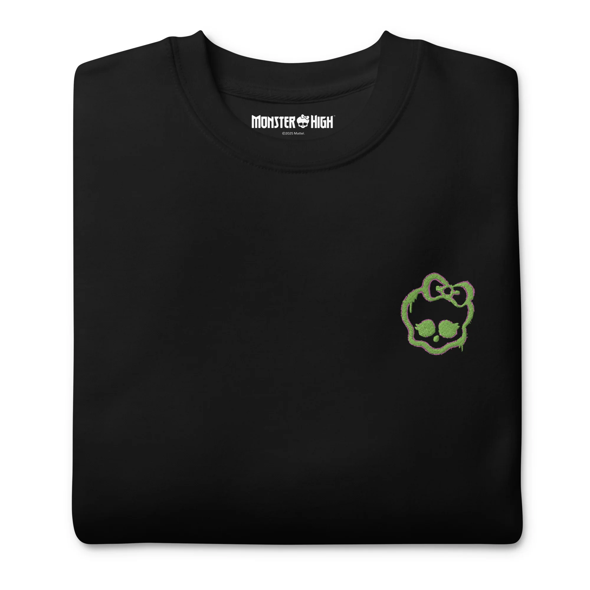 Mattel Creations Monster High Lunar Glow Logo Embroidered Black Sweatshirt