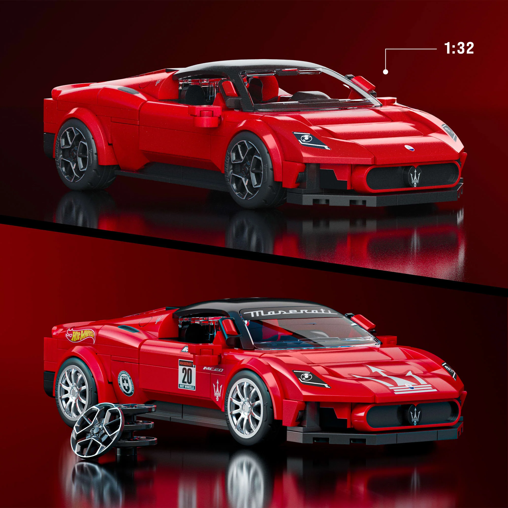 Mattel Creations Mattel Brick Shop Hot Wheels Maserati MC20 Building Set