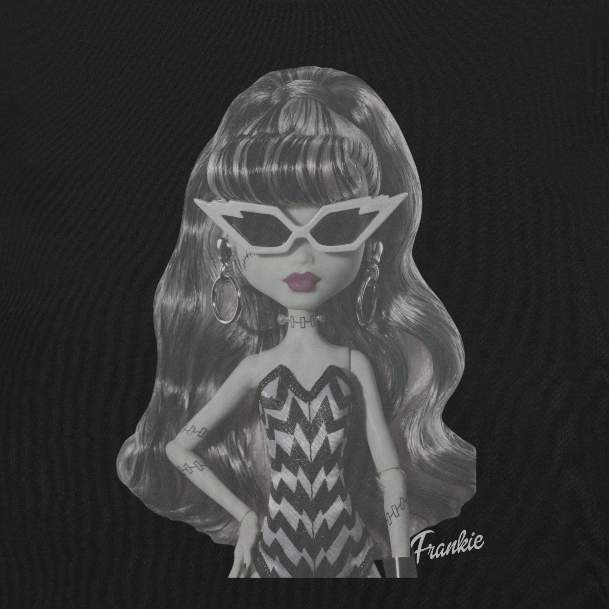 Mattel Creations Monster High Barbie Frankie Barbie Black T-shirt