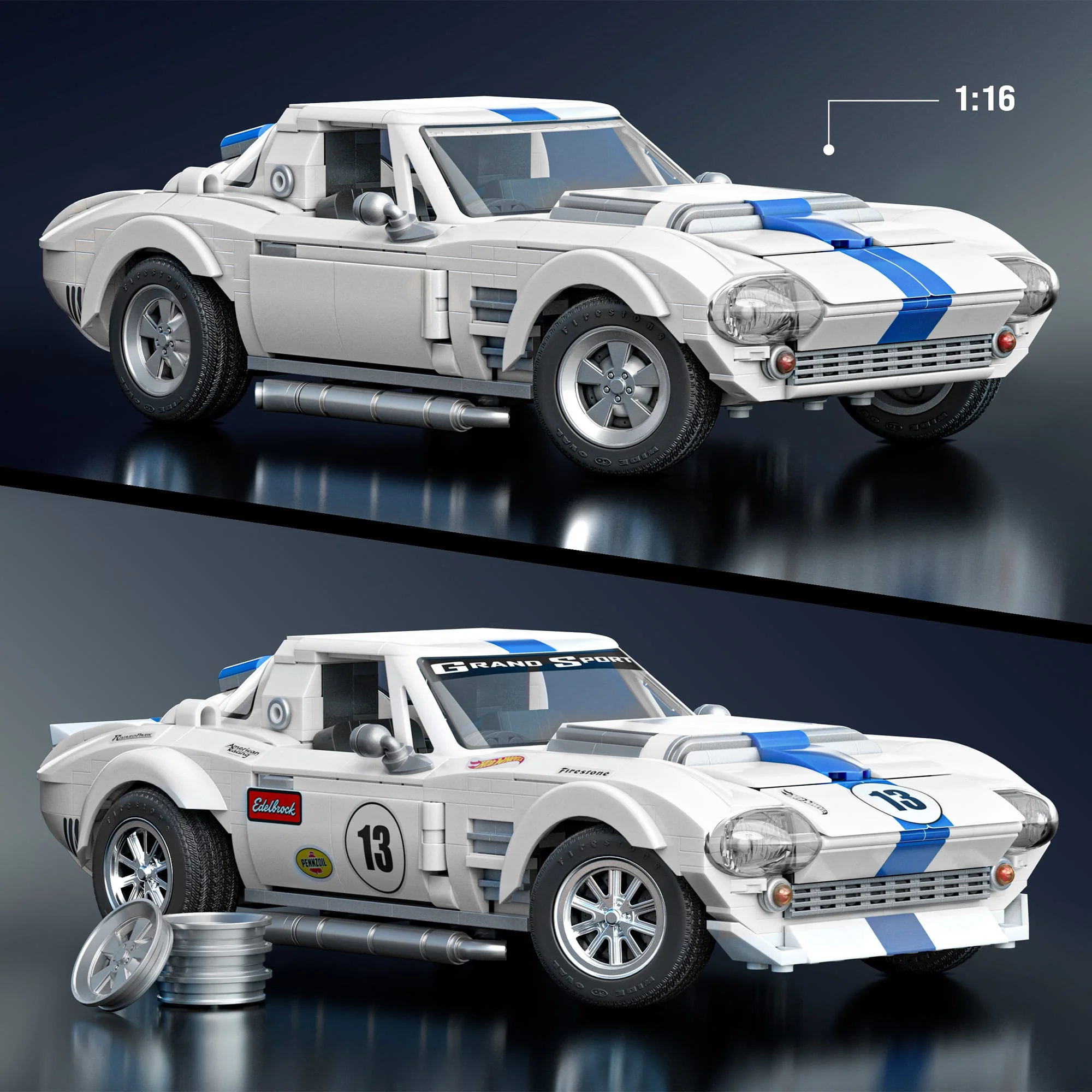 Mattel Creations Mattel Brick Shop Hot Wheels Corvette Grand Sport Building Set