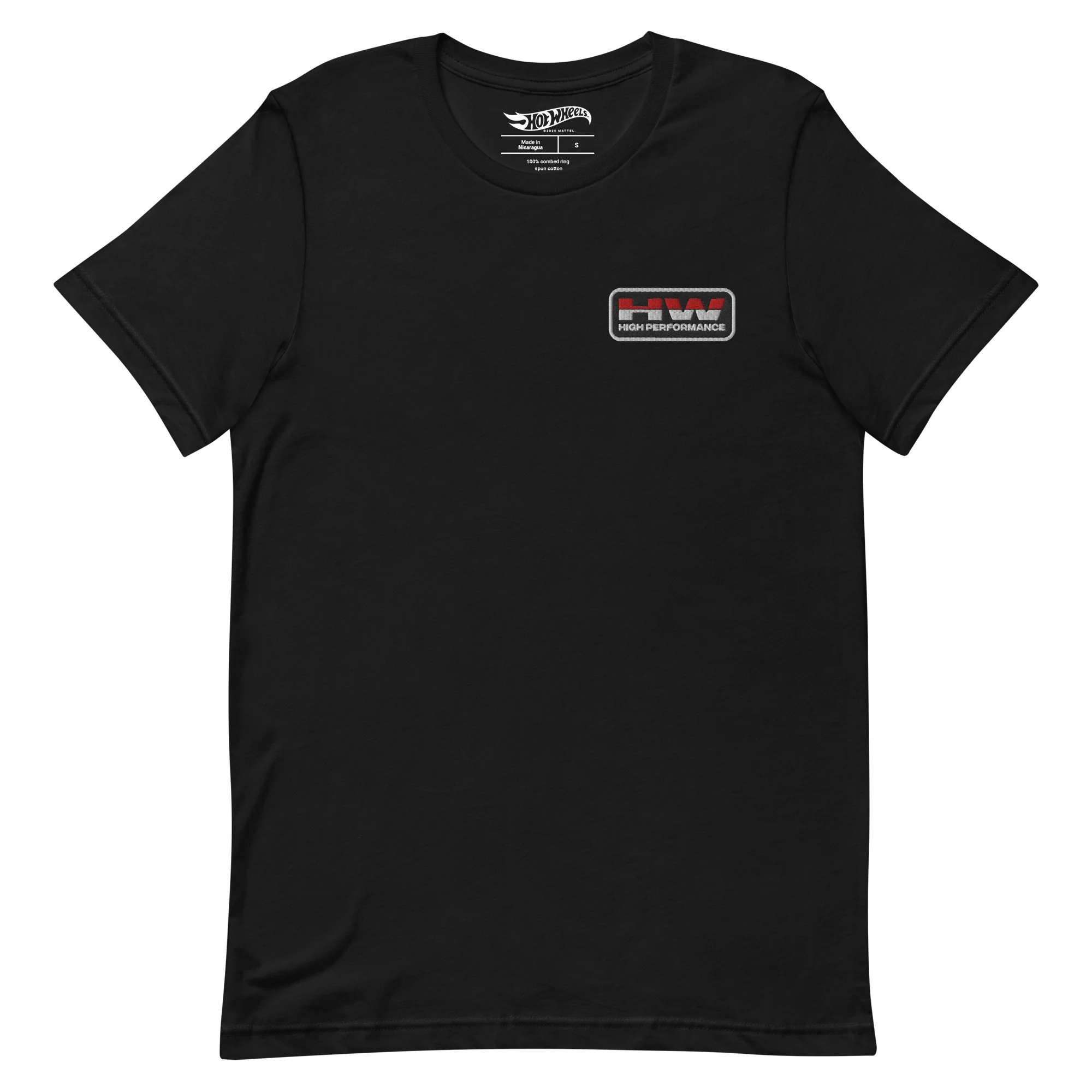 Mattel Creations Hot Wheels High Performance Racing Embroidered Black T-Shirt