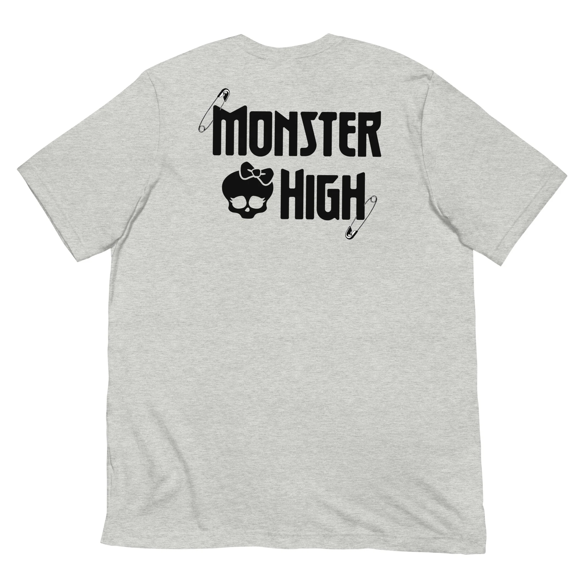 Mattel Creations Monster High Halloween Brooch Embroidered Grey T-Shirt