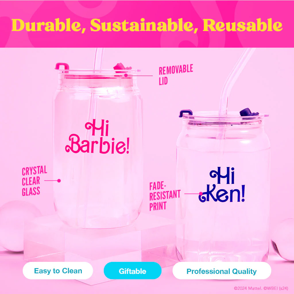 Mattel Creations Barbie™ the Movie X Dragon Glassware® Hi Barbie! Hi Ken! Drinking Glasses