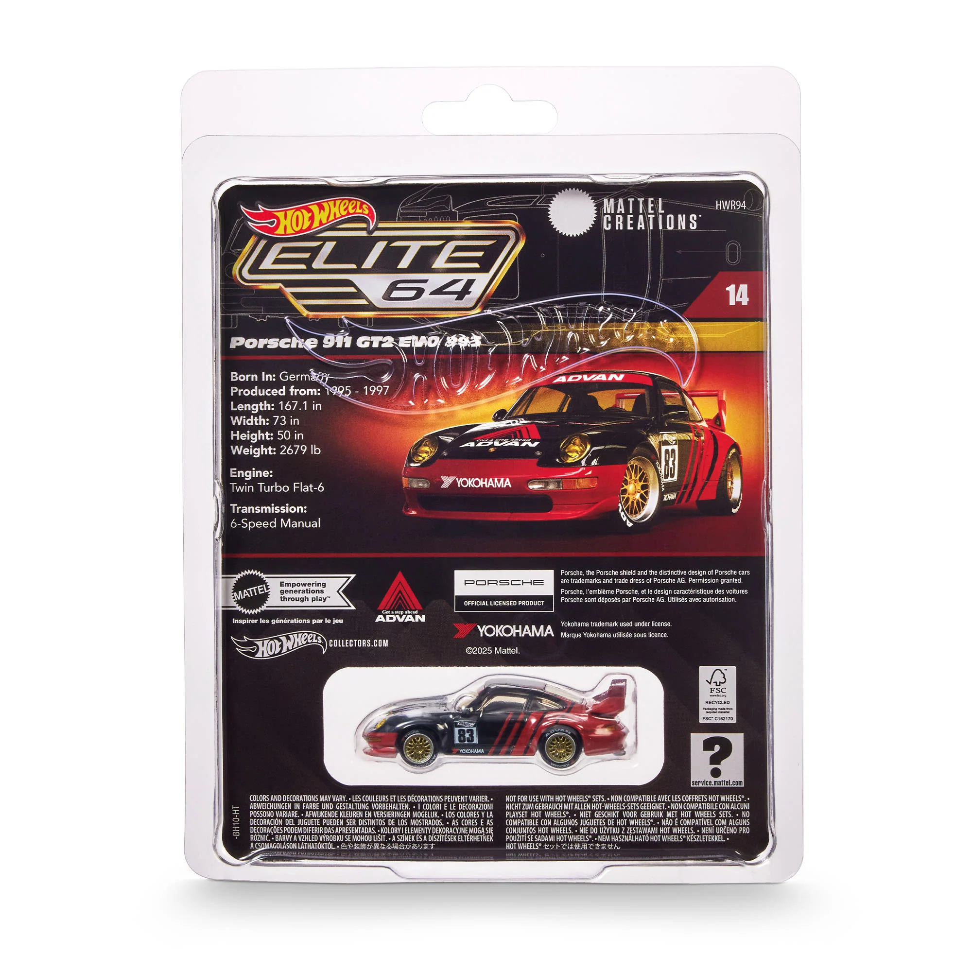 Mattel Creations Hot Wheels Elite 64 Porsche 911 GT2 EVO 993