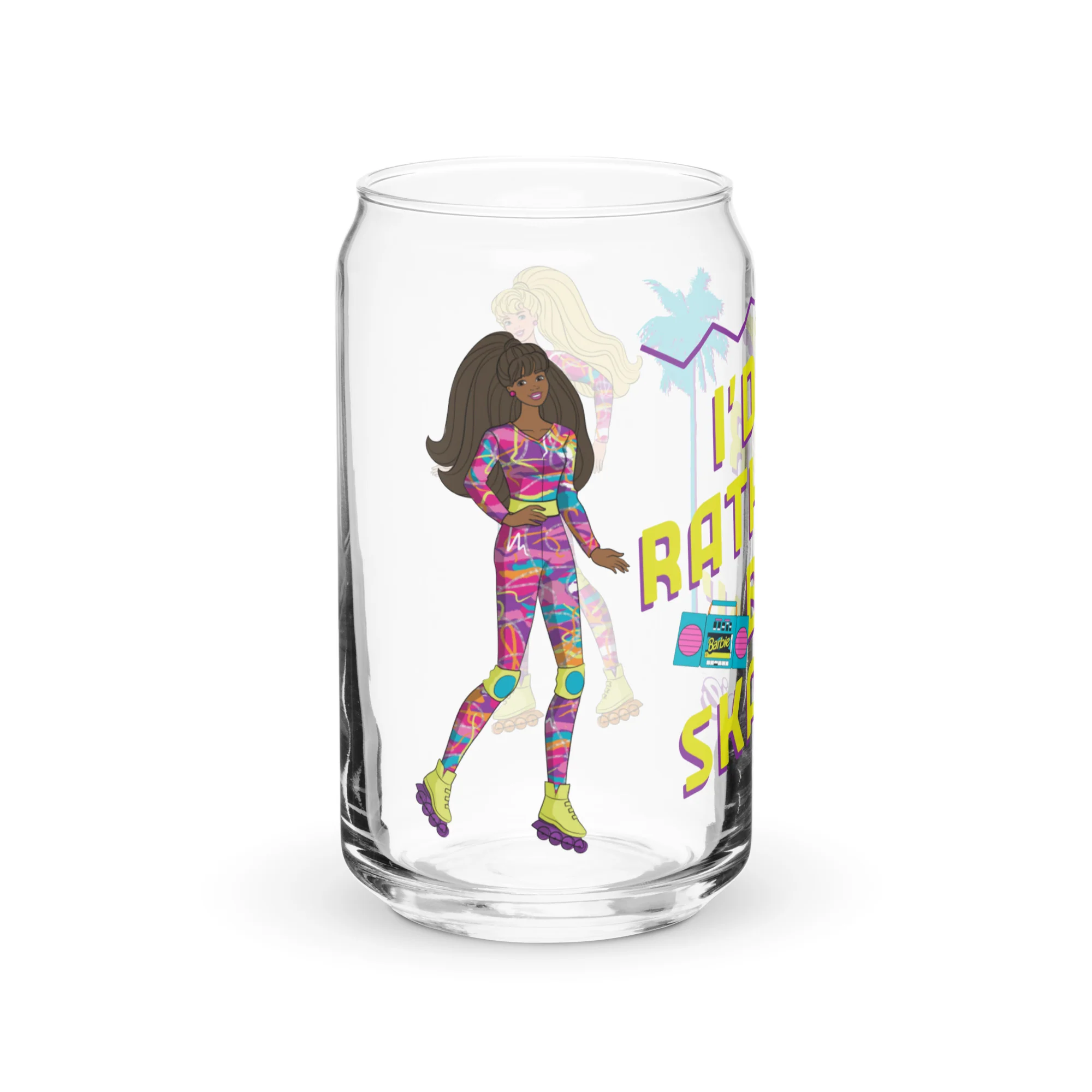 Mattel Creations Barbie 1990's Hot Skatin' Can Shaped  Glass