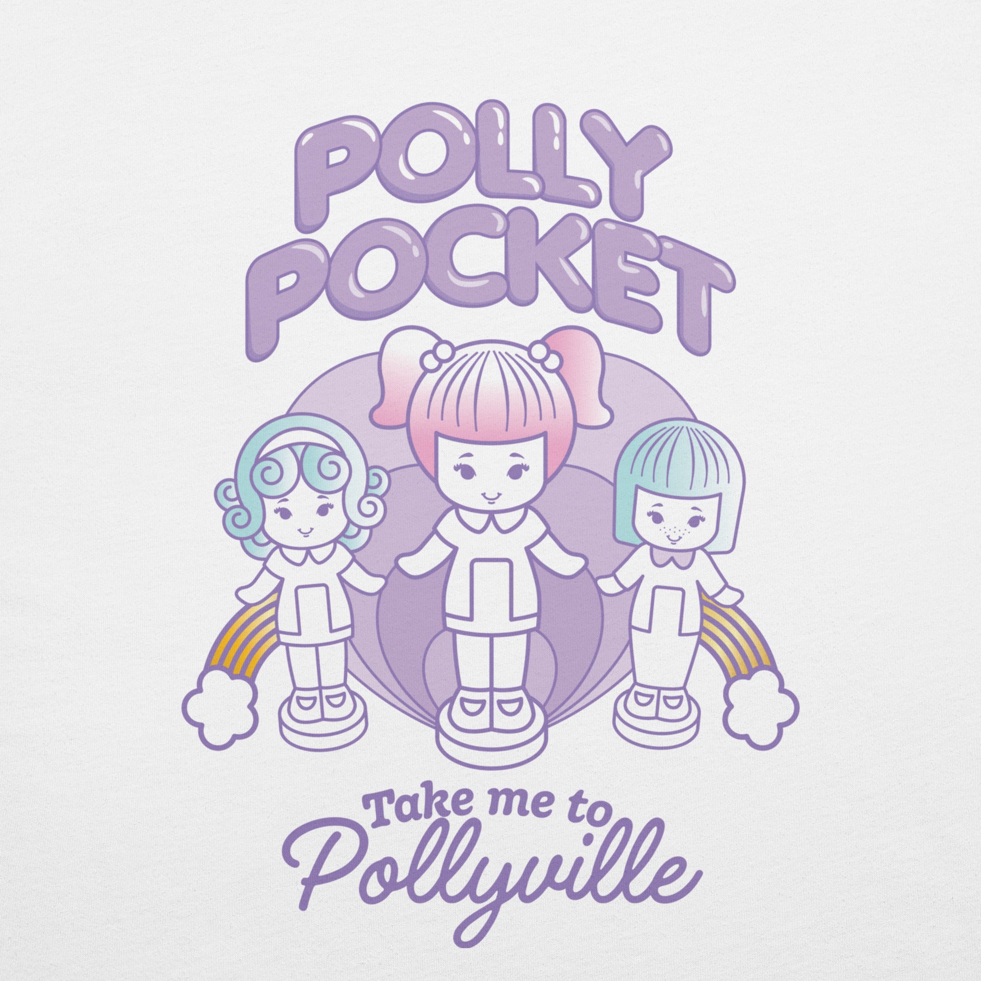 Mattel Creations Polly Pocket Take Me To Pollyville Embroidered White T-Shirt