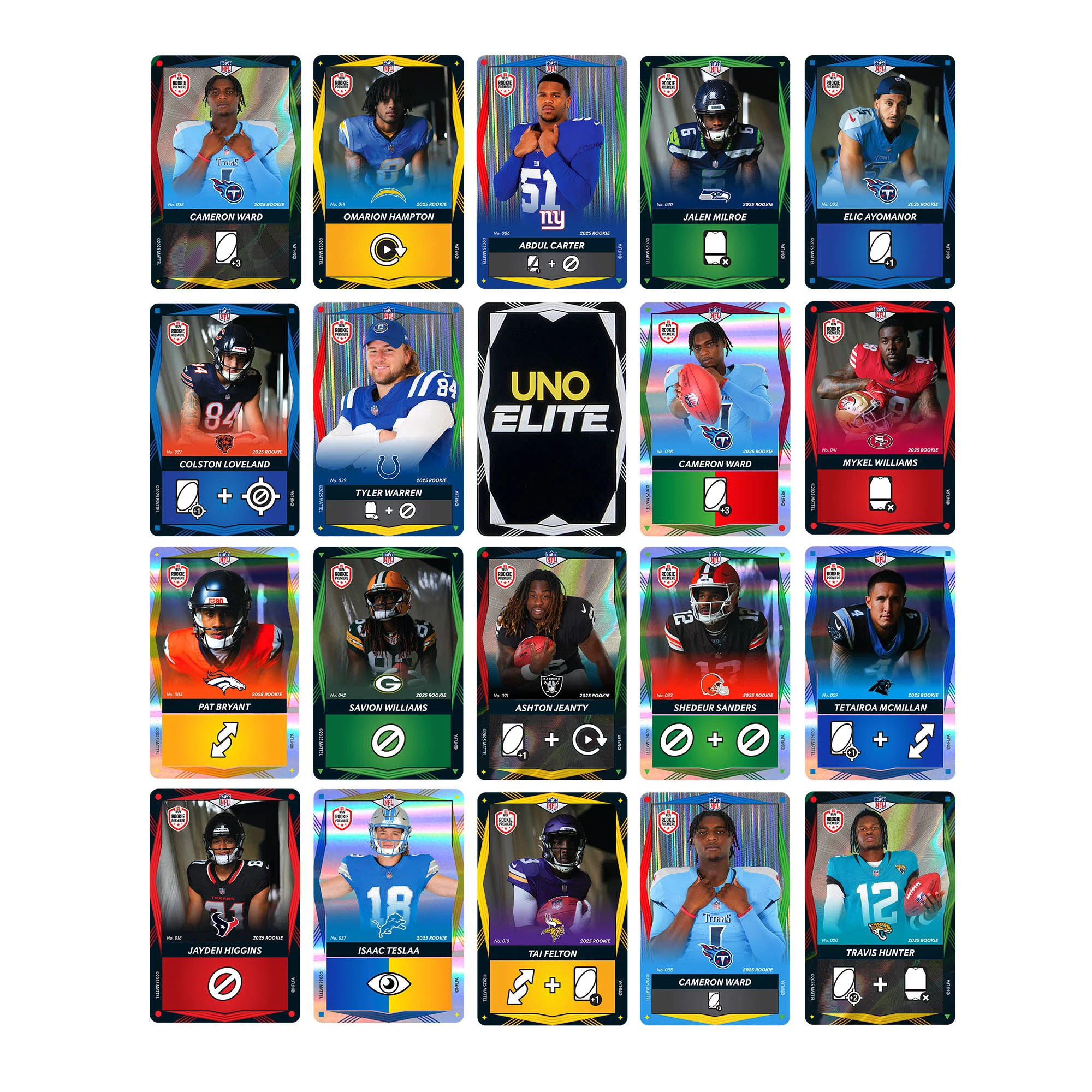 Mattel Creations UNO Elite NFL 2025 All-Rookie Starter Pack