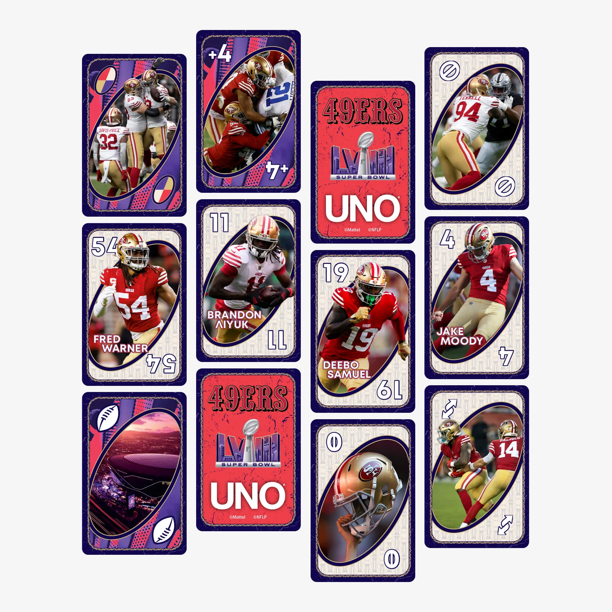 Mattel Creations UNO LVIII Super Bowl Card Game San Francisco 49ers