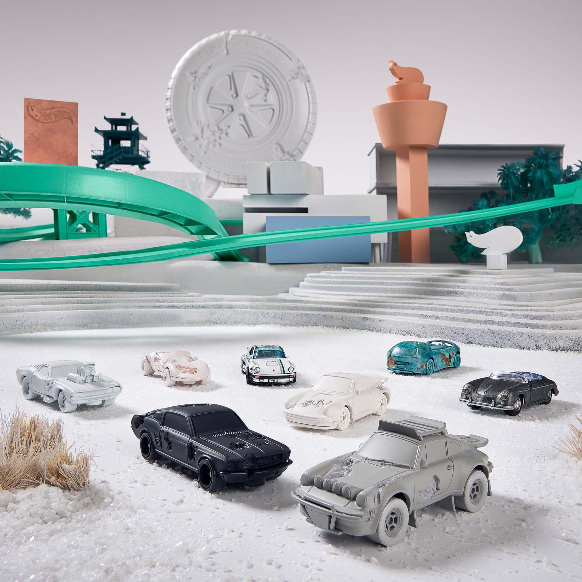 Mattel Creations Hot Wheels x Daniel Arsham Complete Car and Rally Case Set
