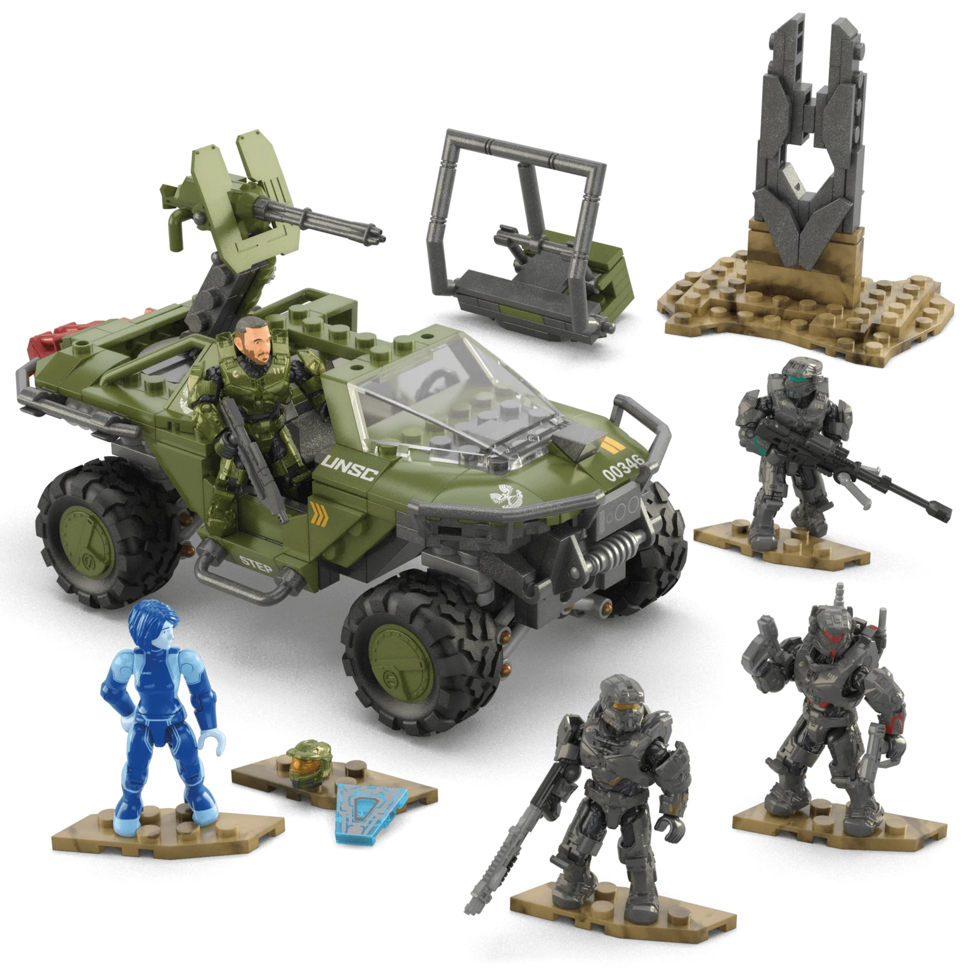 Mattel Creations MEGA Halo FLEETCOM Warthog Vehicle Building Set