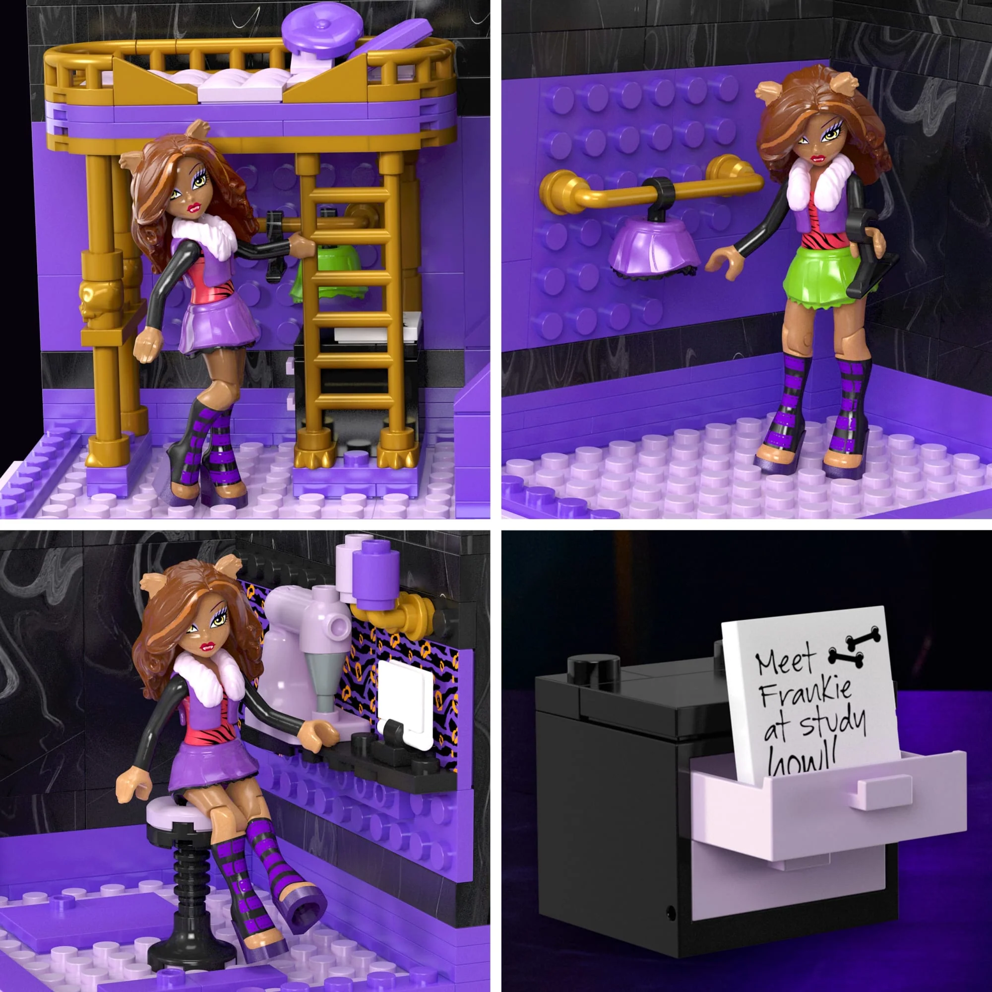 Mattel Creations MEGA Monster High Clawdeen's Boo-k Den Building Toy Kits