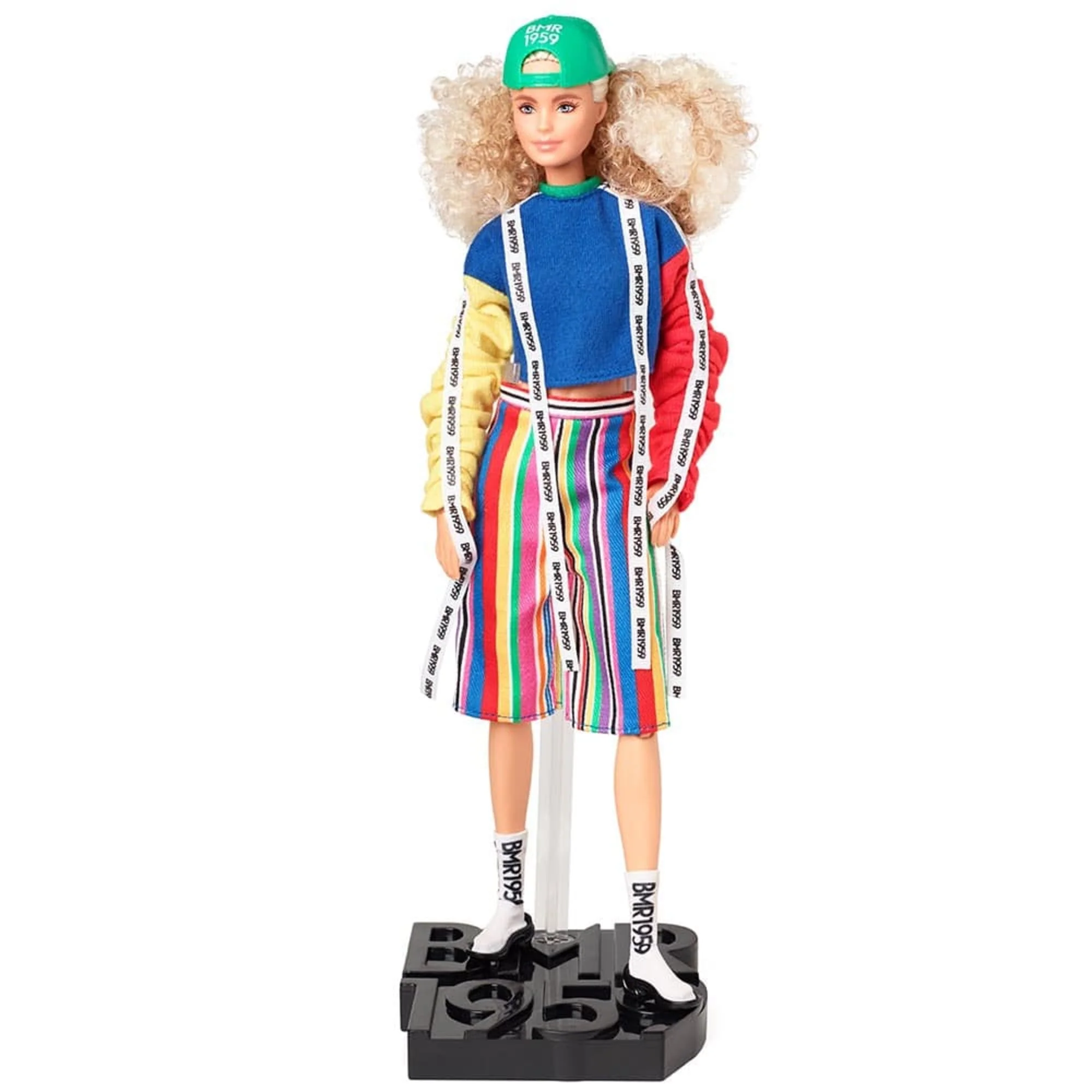 Mattel Creations Barbie BMR1959 Doll - Color Block Sweatshirt with Logo Tape & Striped Shorts