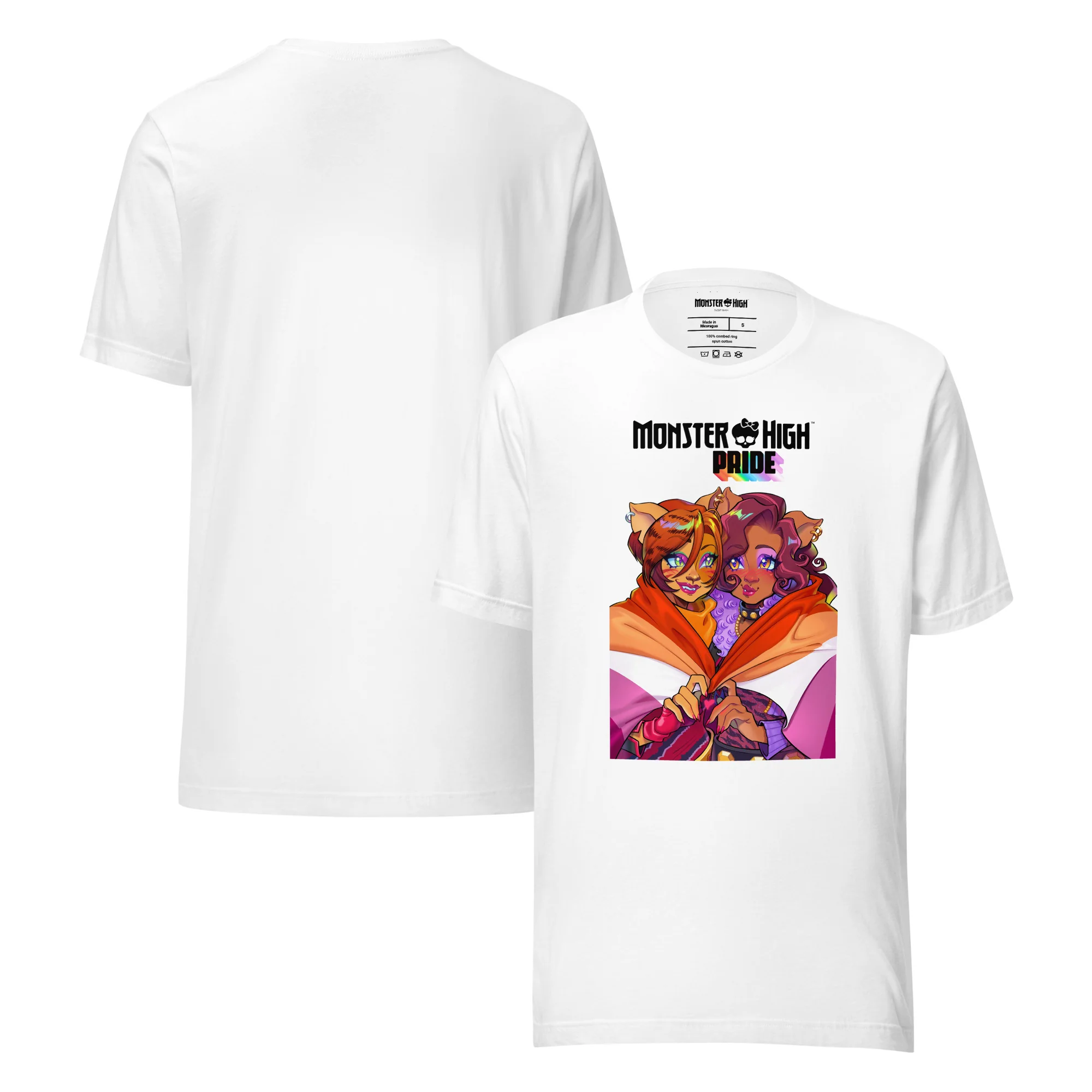 Mattel Creations Monster High Pride Toralei & Clawdeen White T-Shirt
