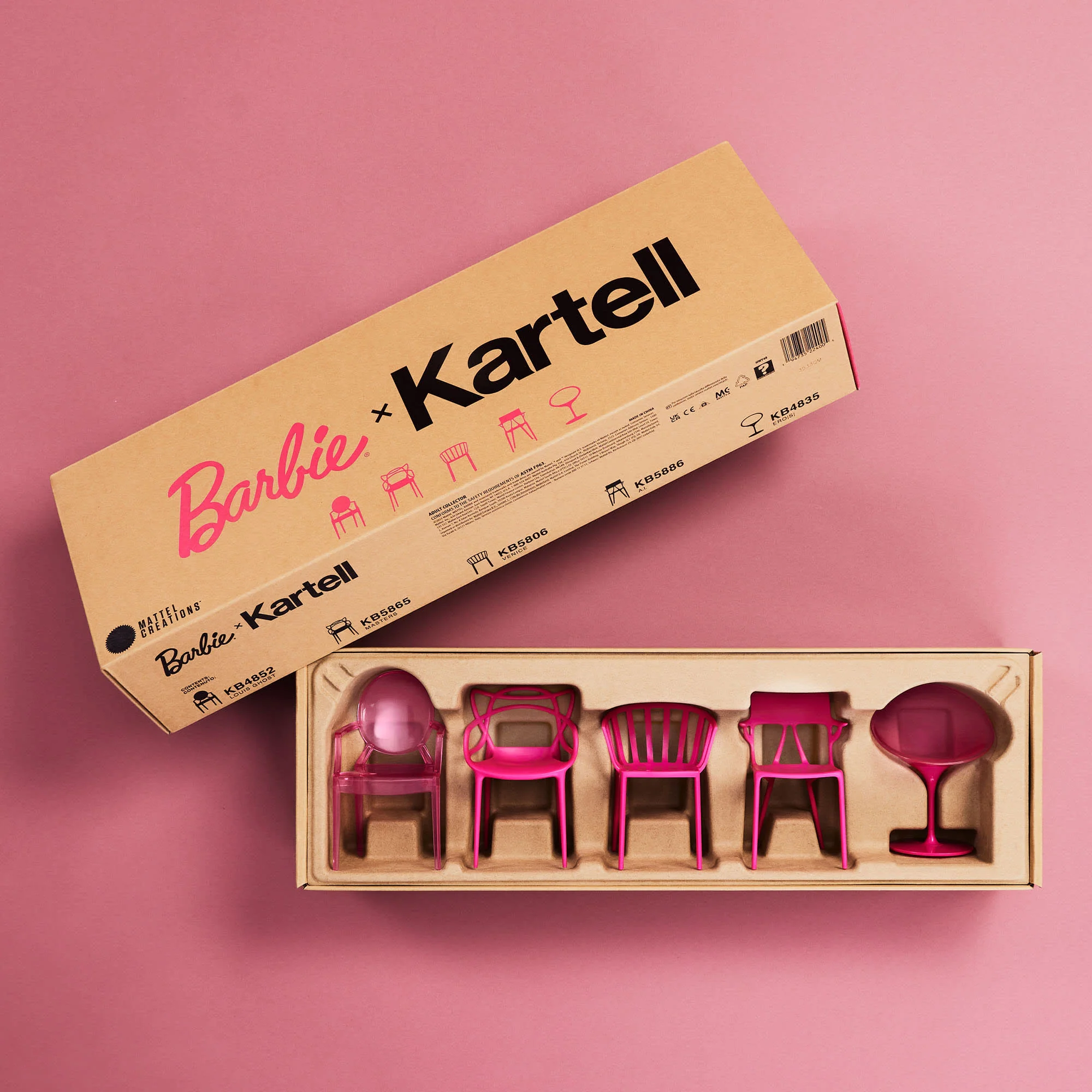 Mattel Creations Barbie x Kartell 5-Piece Doll-Sized Chair Set