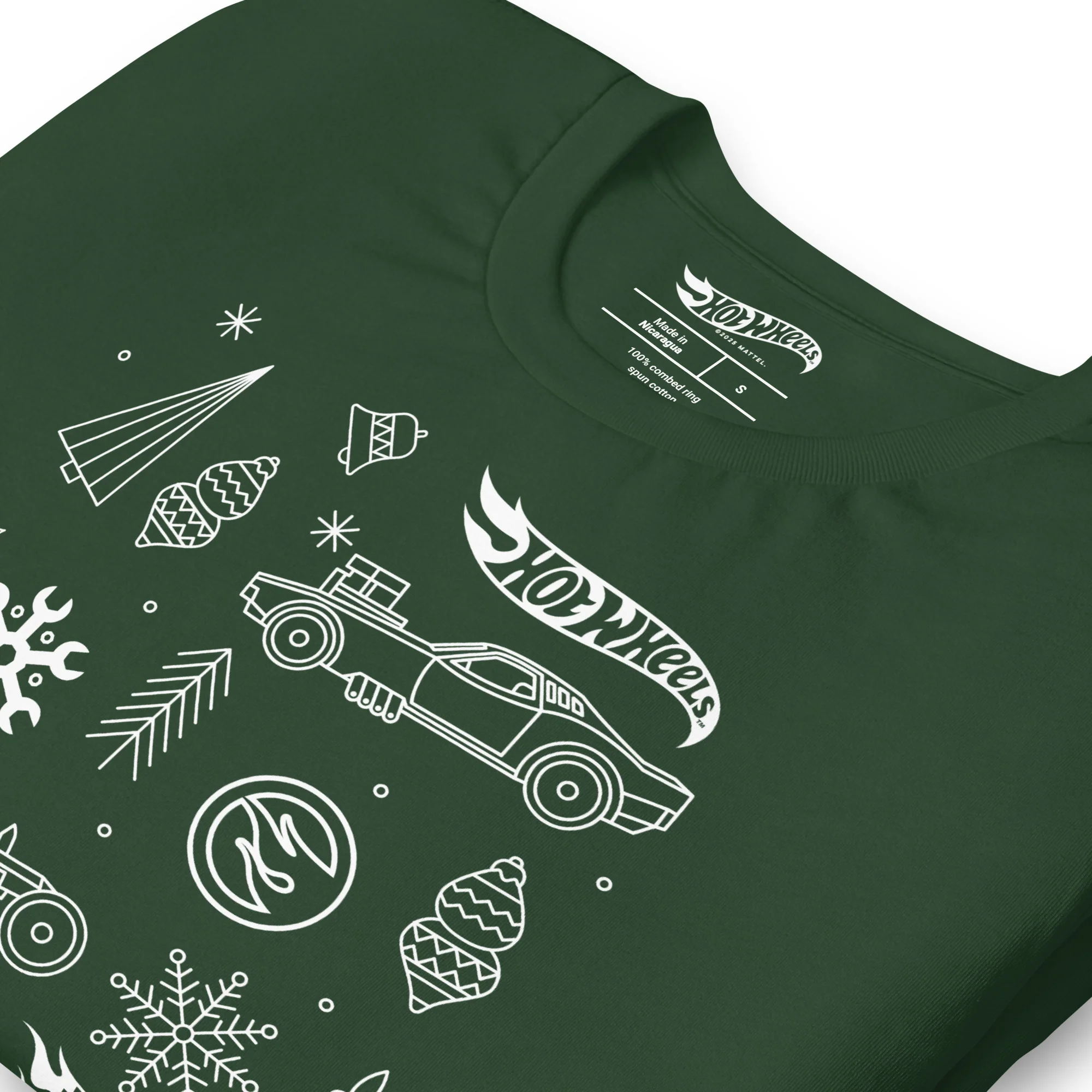Mattel Creations Hot Wheels Holiday Icons Green T-Shirt