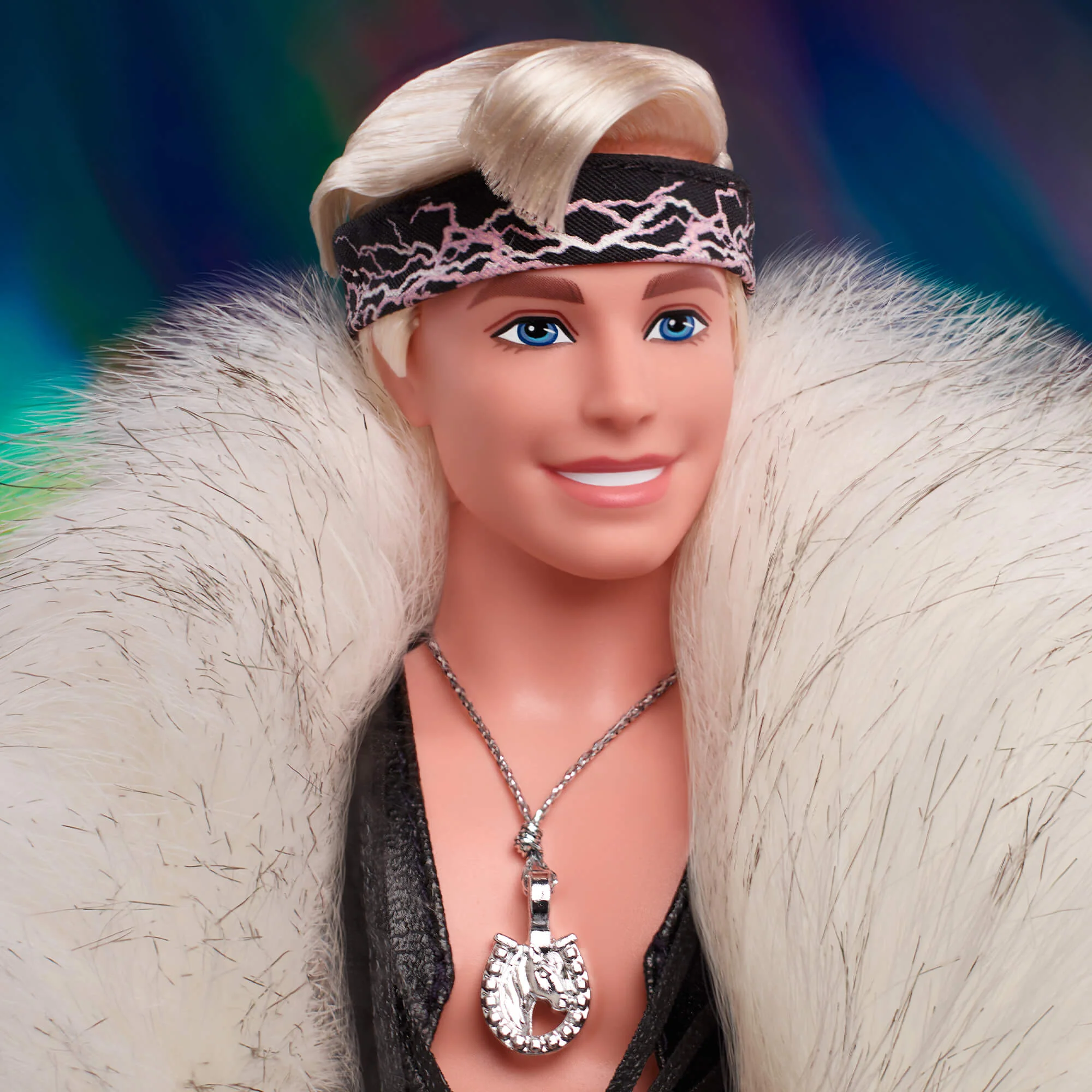 Mattel Creations Ken Doll in Faux Fur Coat and Black Fringe Vest – Barbie The Movie